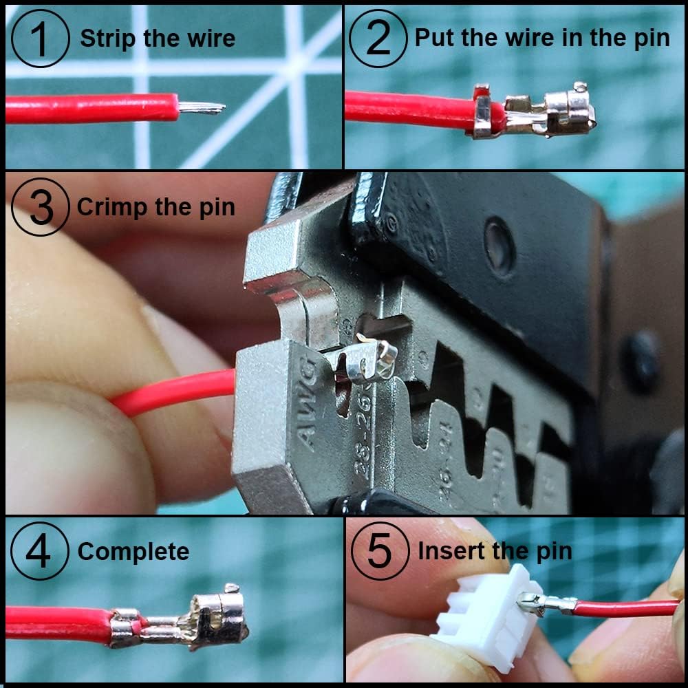 2.54mm XH Male Connector Pin Kit with Pre-Crimped Ribbon Cables - JST-XH Compatible
