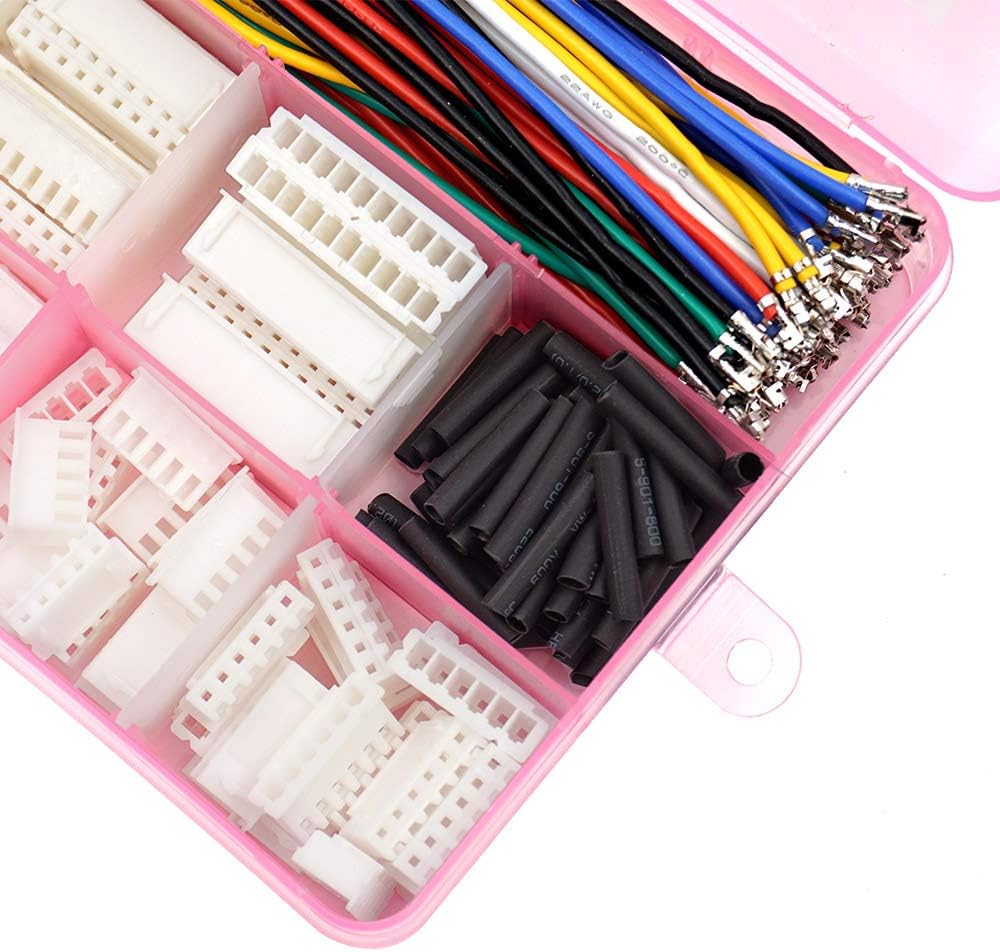 2.54mm XH Male Connector Pin Kit with Pre-Crimped Ribbon Cables - JST-XH Compatible
