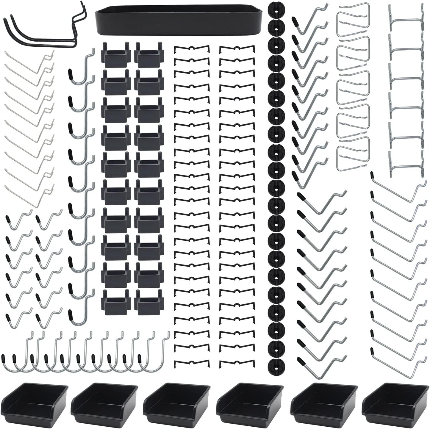 258-Piece Pegboard Hooks Assortment Set with Metal Hooks, Bins, and Accessories for Organization