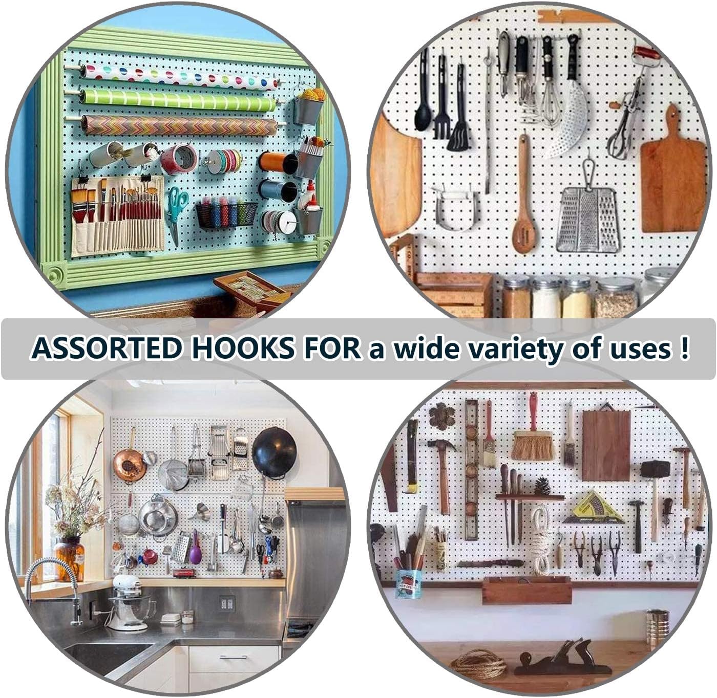 258-Piece Pegboard Hooks Assortment Set with Metal Hooks, Bins, and Accessories for Organization