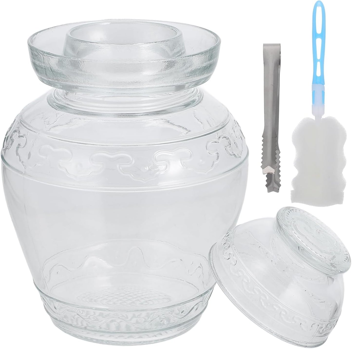 2.5L Glass Fermentation Jar with Water Seal Lid for Pickles, Kimchi, Sauerkraut, Kombucha, Canning, and Wine Brewing