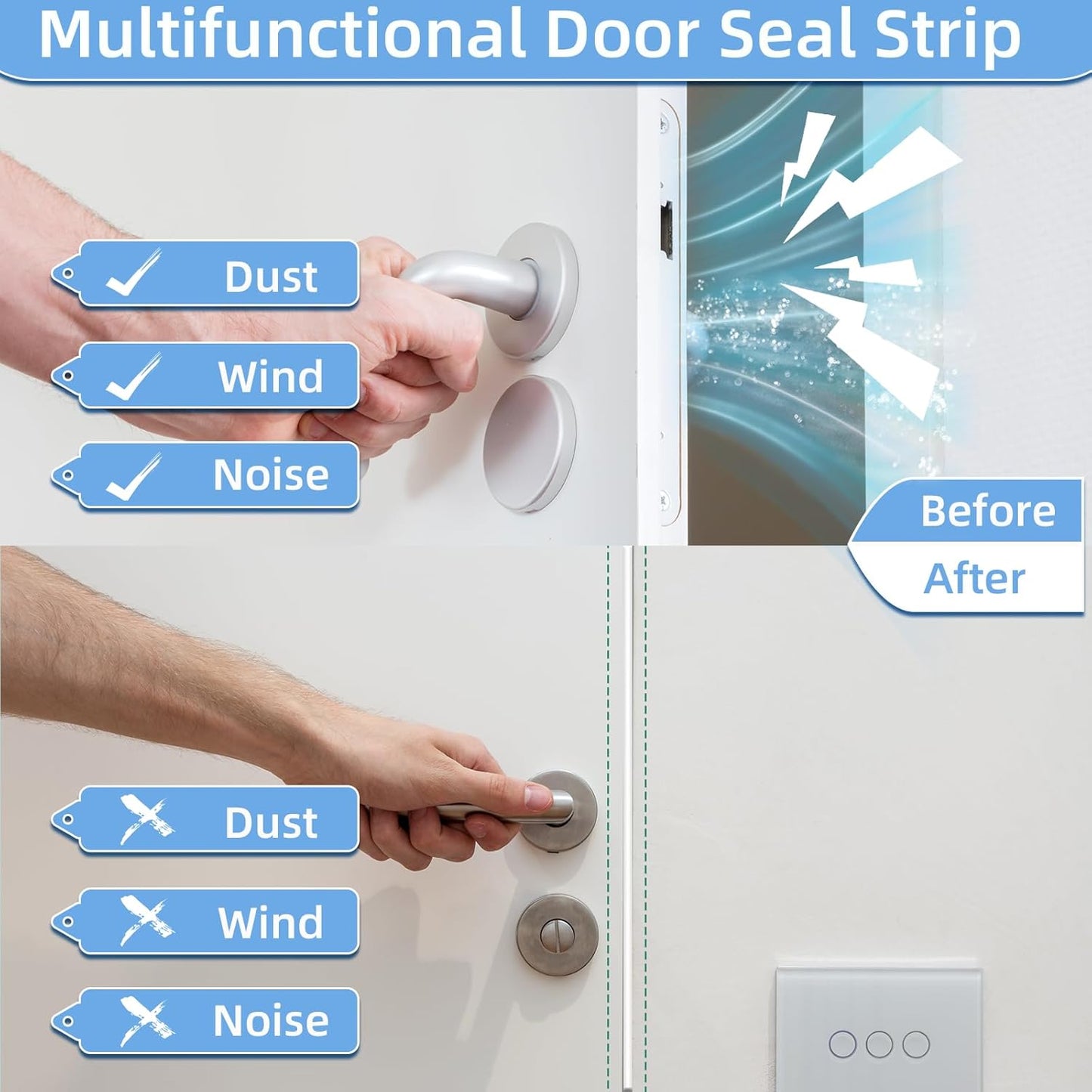26 Feet Silicone Weather Stripping Door Seal for Exterior Doors - Black Adhesive Door Frame Seal for Soundproofing and Insulation