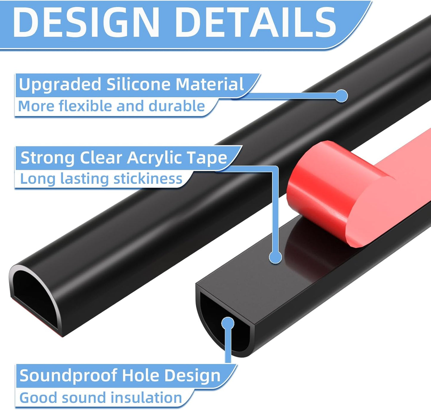 26 Feet Silicone Weather Stripping Door Seal for Exterior Doors - Black Adhesive Door Frame Seal for Soundproofing and Insulation