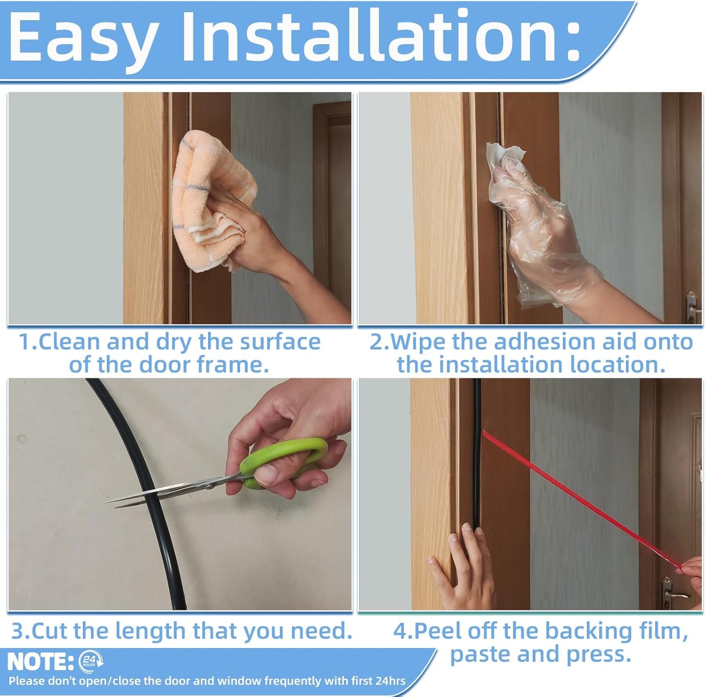 26 Feet Silicone Weather Stripping Door Seal for Exterior Doors - Black Adhesive Door Frame Seal for Soundproofing and Insulation
