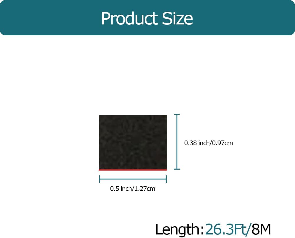 26 Feet Solid Rectangle Rubber Seal with High Tack Self-Adhesive Tape - EPDM Foam Weather Stripping for Boat, Auto, RV, Marine, Garage Doors/Window Seal - Black