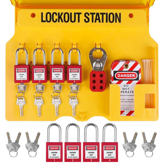 27-Pack Electrical Lockout Tagout Kit with Lockout Station for Industrial Machinery & Electric Power Safety