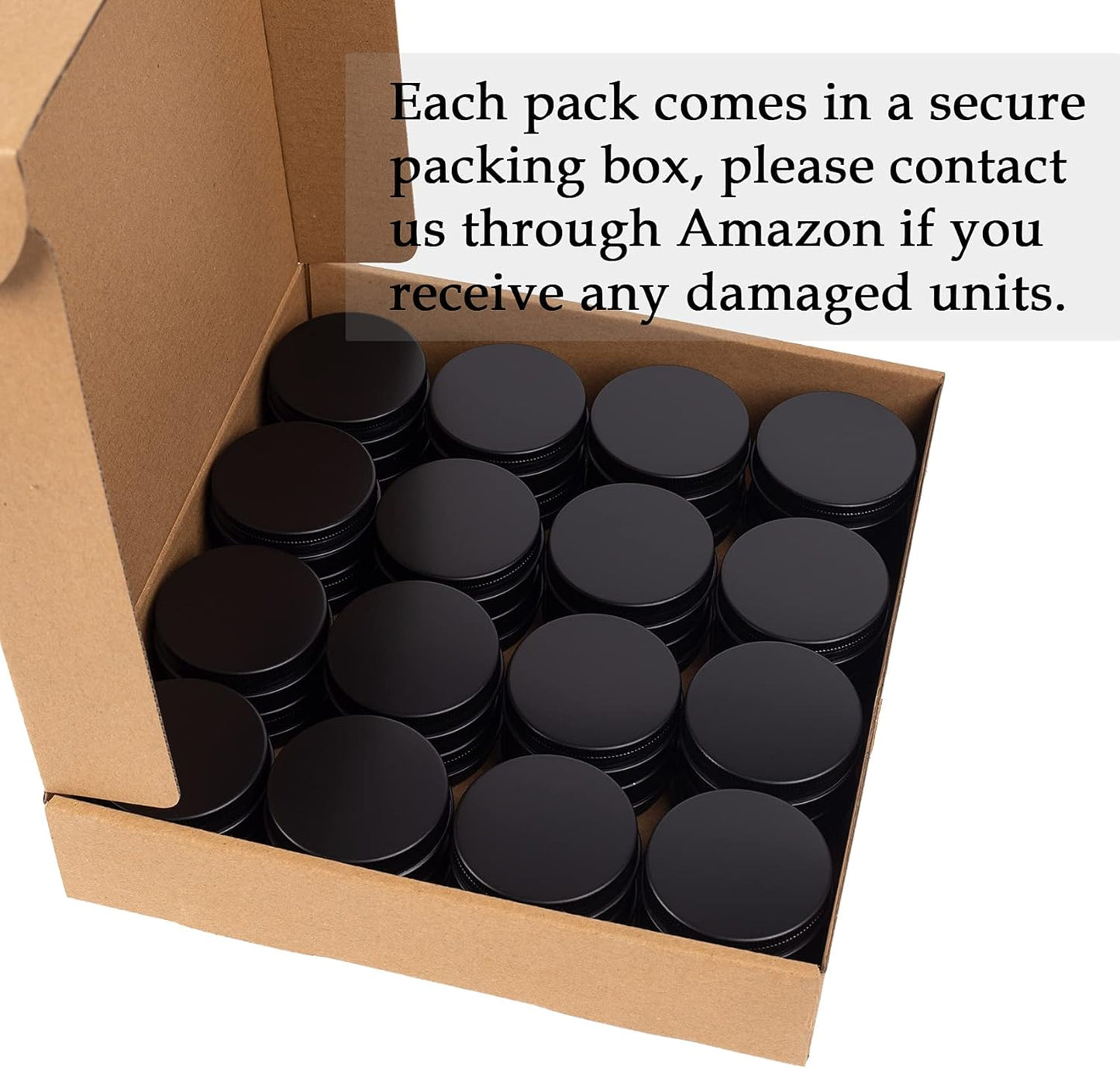 270pcs 0.5 oz Aluminum Tin Jars with Screw Lid and Labels - Bulk Packaging (Black)