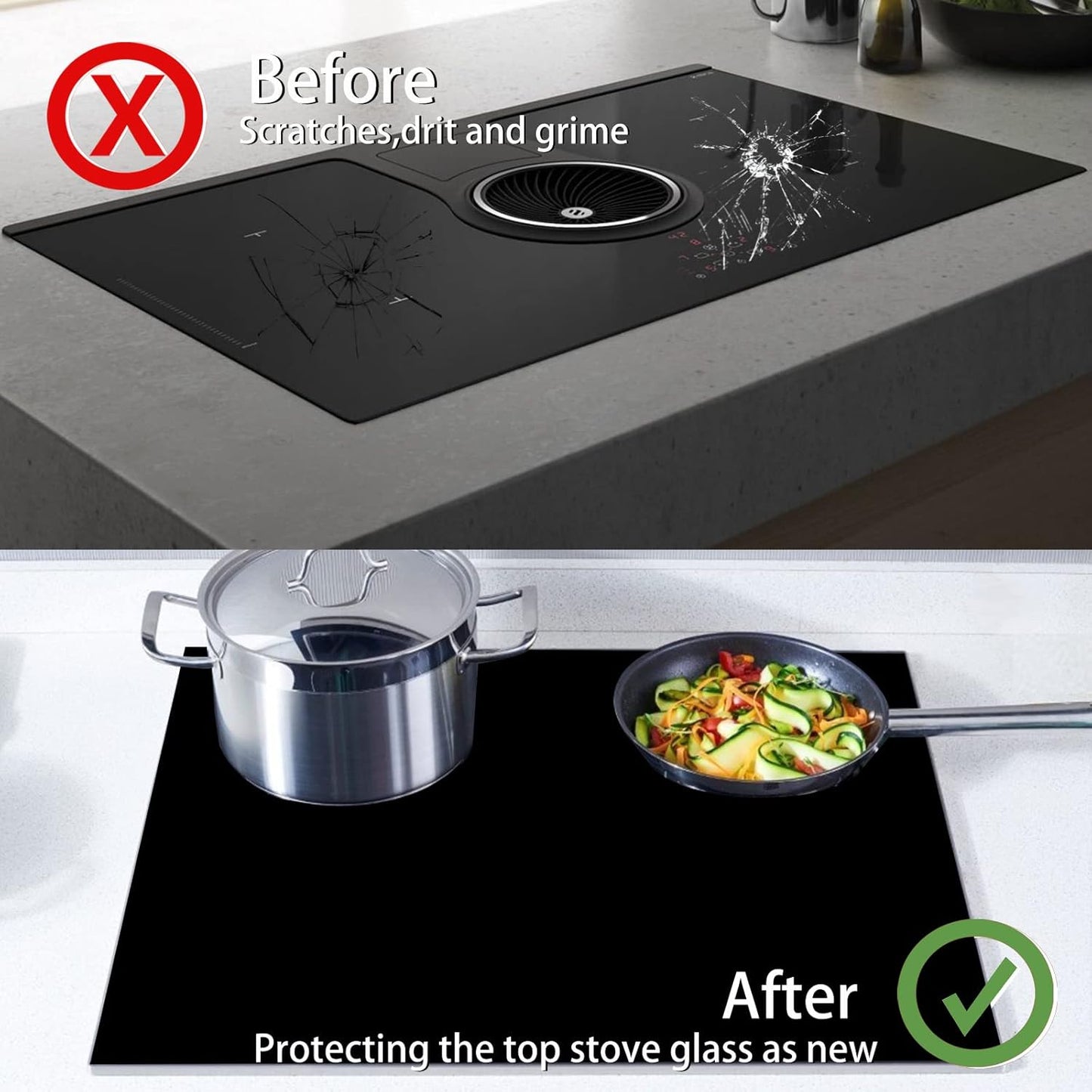 27.9x20 Electric Stove Cover Glass Top Protector with Anti-Slip Coating for Flat Top Stoves - Expand Usable Space with Natural Rubber - Gbehee