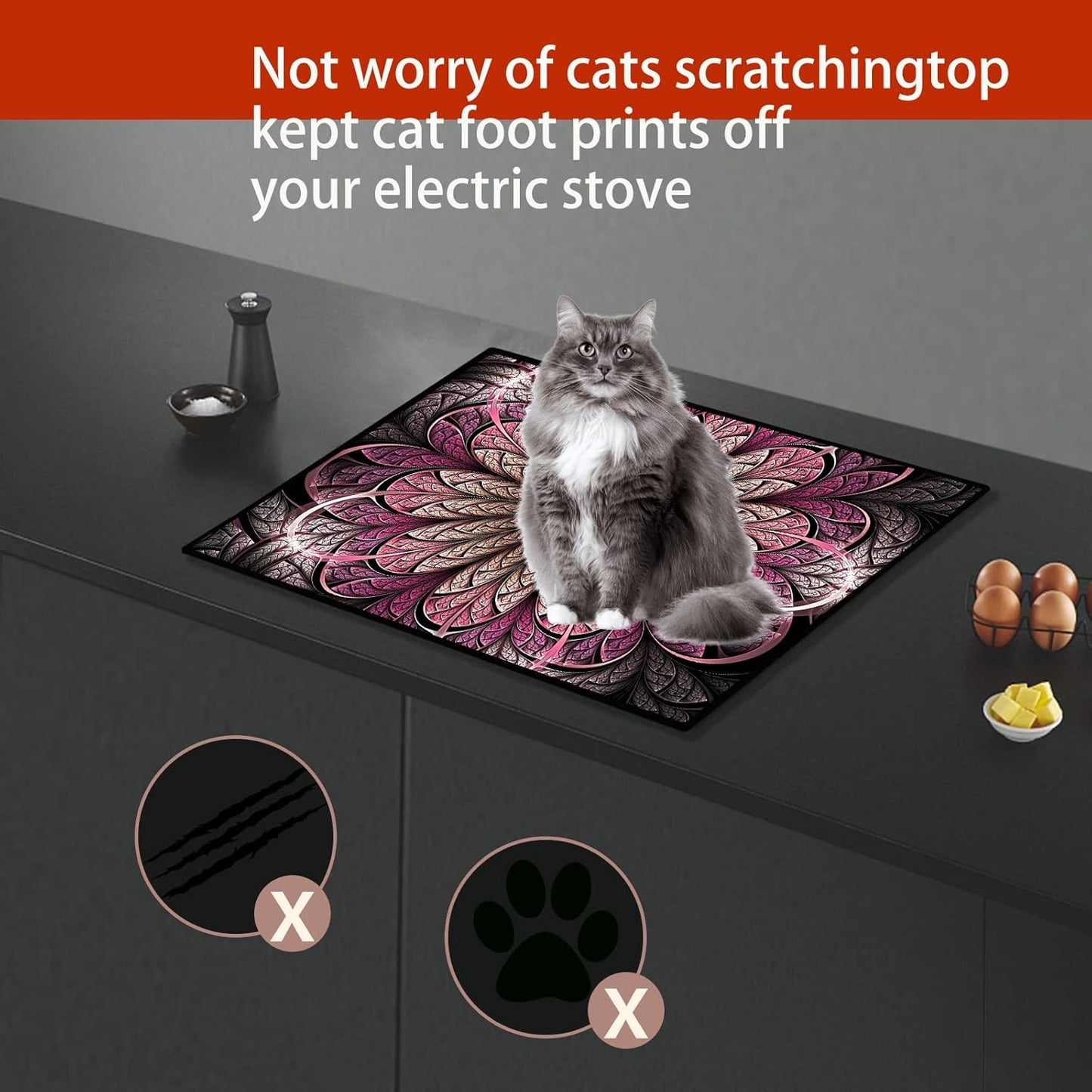 27.9x20 Electric Stove Cover Glass Top Protector with Anti-Slip Coating for Flat Top Stoves - Expand Usable Space with Natural Rubber - Gbehee