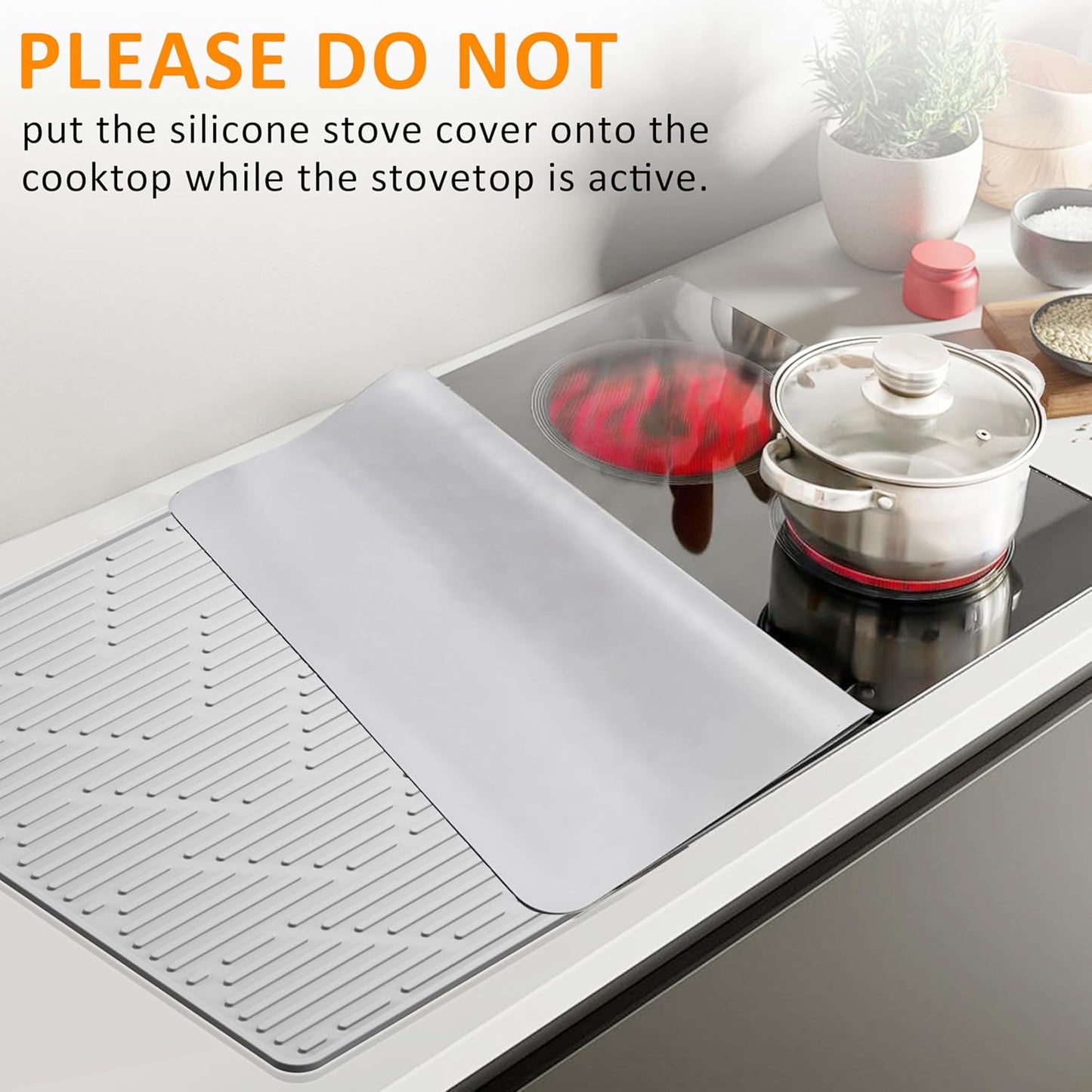 28X20'' Silicone Stove Top Cover for Electric Stove - Grey Color, Ideal for Glass Top Stove, RV Cooktop, and Kitchen Countertop