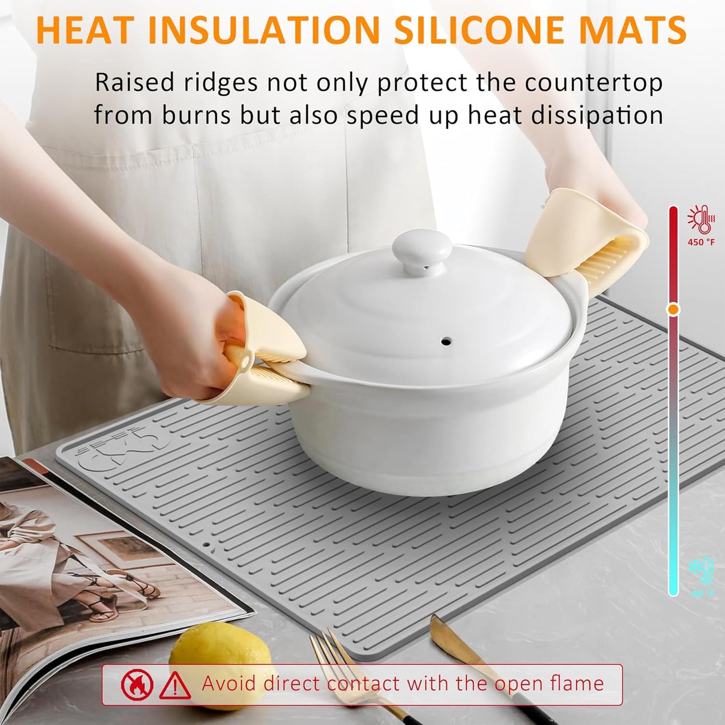 28X20'' Silicone Stove Top Cover for Electric Stove - Grey Color, Ideal for Glass Top Stove, RV Cooktop, and Kitchen Countertop