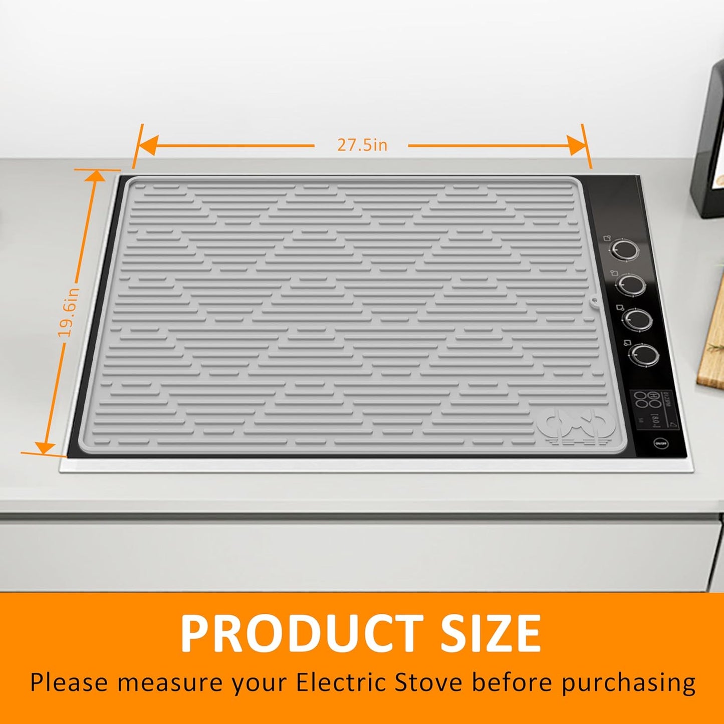 28X20'' Silicone Stove Top Cover for Electric Stove - Grey Color, Ideal for Glass Top Stove, RV Cooktop, and Kitchen Countertop