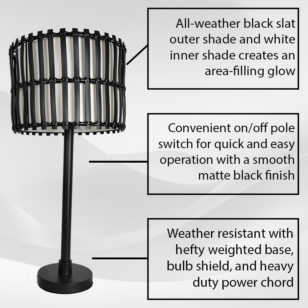 29.25'' Tropical Table Lamp Black - Weather Resistant for Indoor/Outdoor Use - Ideal for Living Rooms, Decks, Patios, Porches