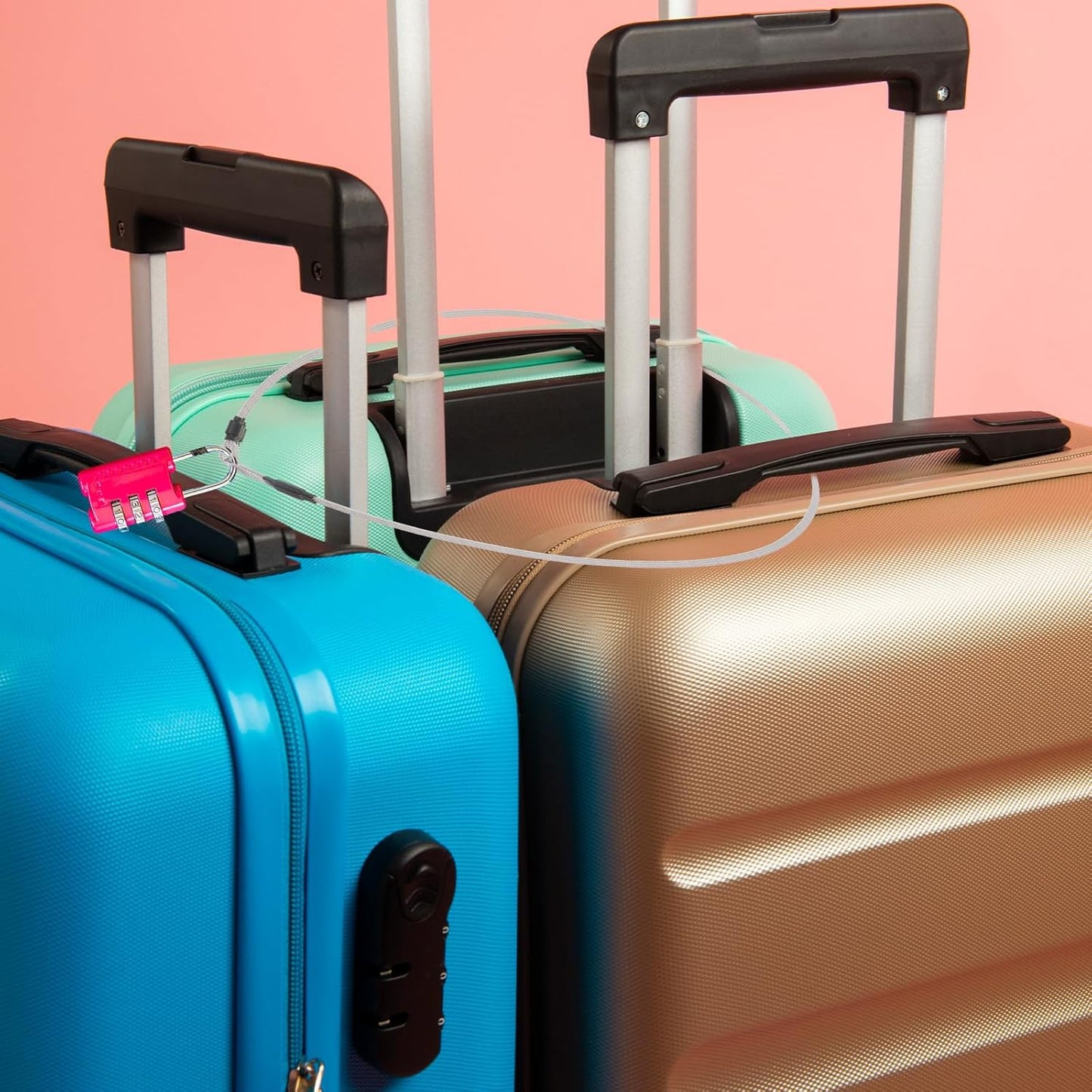 2pcs 4FT Stainless Steel Braided Security Cable with Loops - Flexible Anti-Theft Bike & Luggage Lock Wire Rope for Padlock & Disc Lock