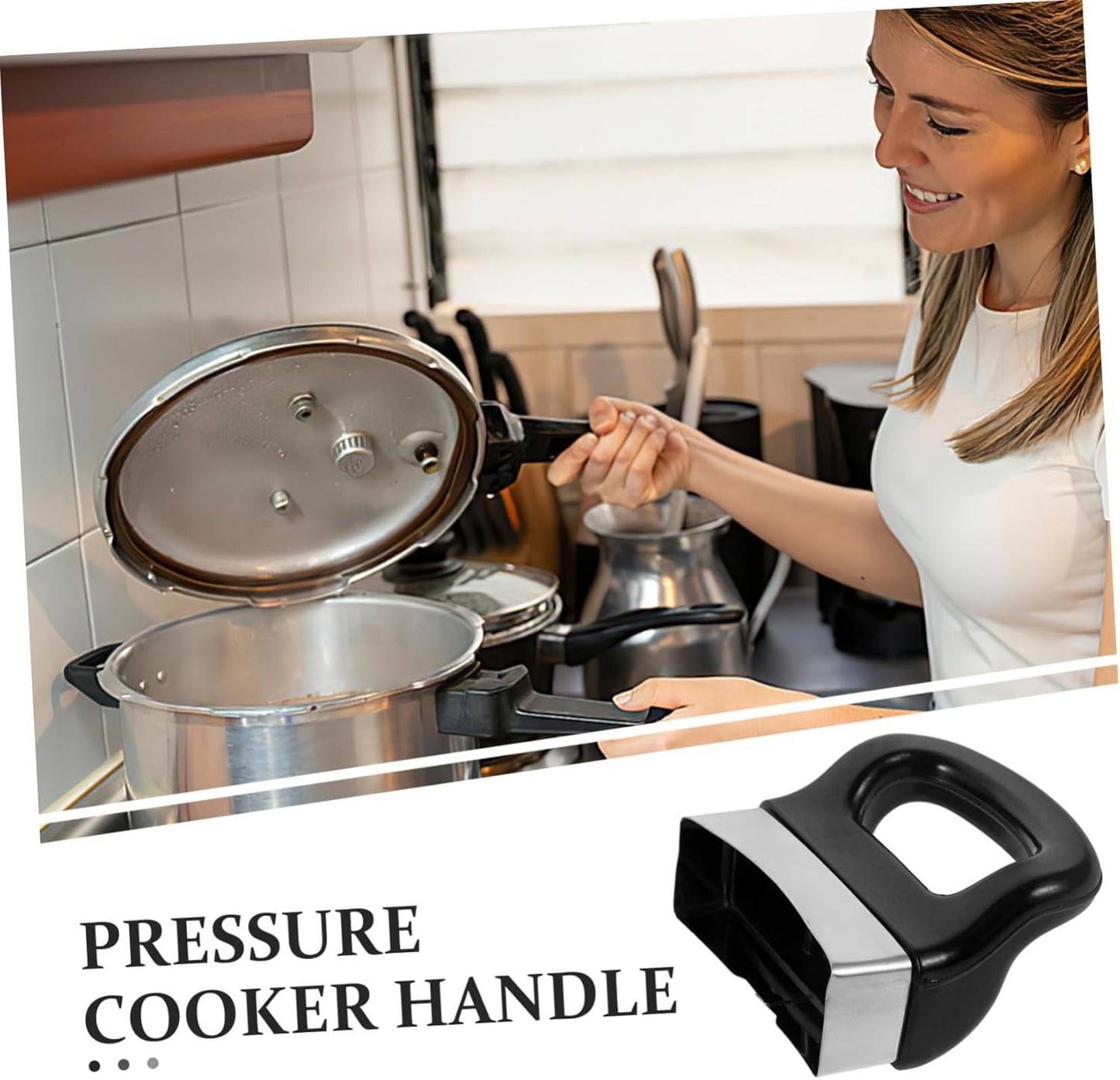 2pcs Detachable Pressure Cooker Handles - Replacable Pot Grip for Pressure Pots, Woks, Hot Pots - Ergonomic Plastic Design