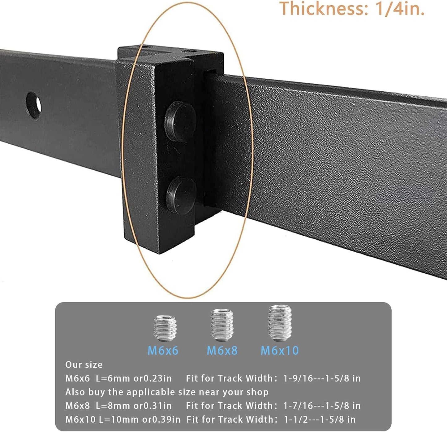 2PCS DonYoung Barn Door Stopper for Sliding Barn Door Flat Track - Replacement Hardware Accessories (Fits Track Width 1-7/16 in-1-5/8 in, Thickness 1/4 in)