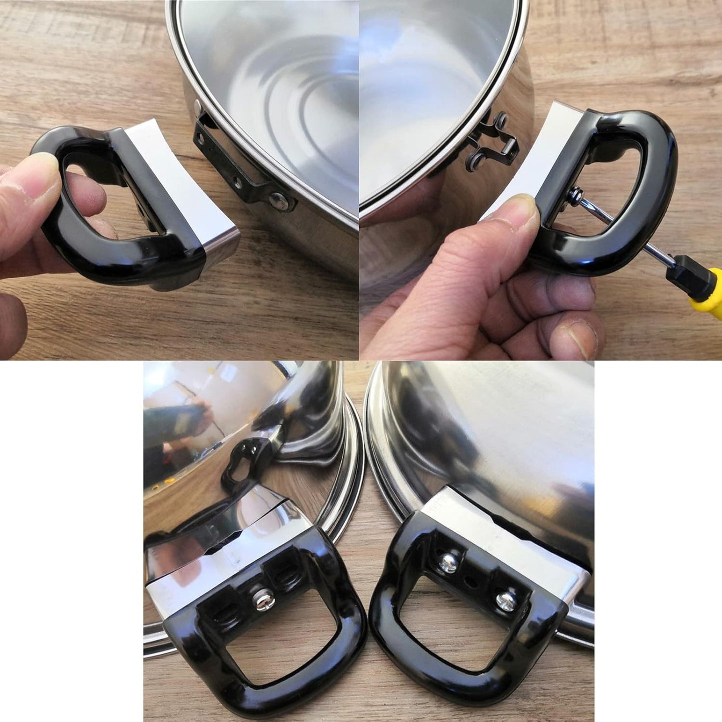 2PCS Replacement Cookware Handles for Pressure Pans, 2.6 Inch Long, Fits 2 or 1 Hole Types - XATDOMESD