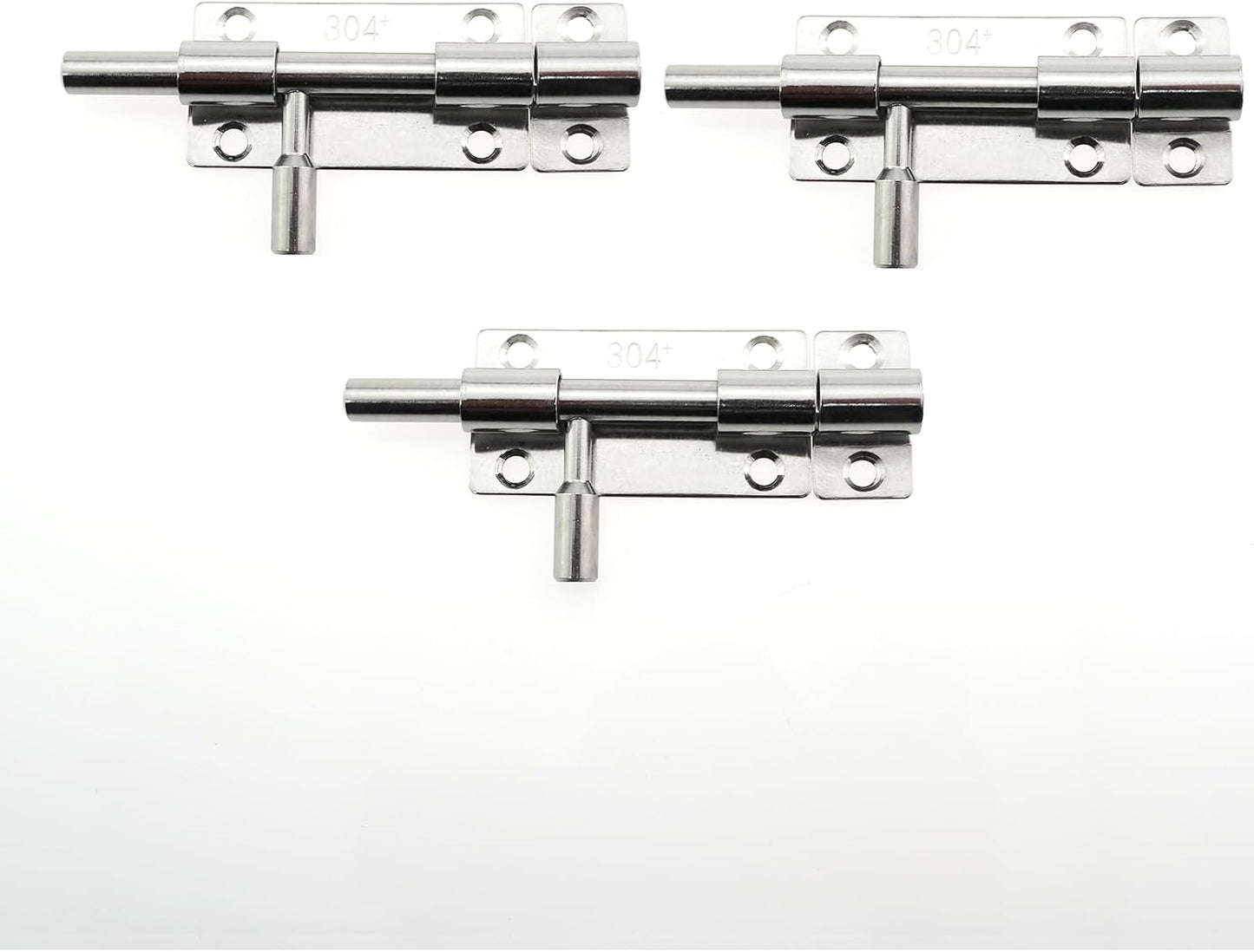 2PCS Stainless Steel Sliding Door Lock with Padlock Hole - Silver Ming Latch Bolt Set - 62MM Diameter Thickened Door Pins - Ideal for Bathroom Security