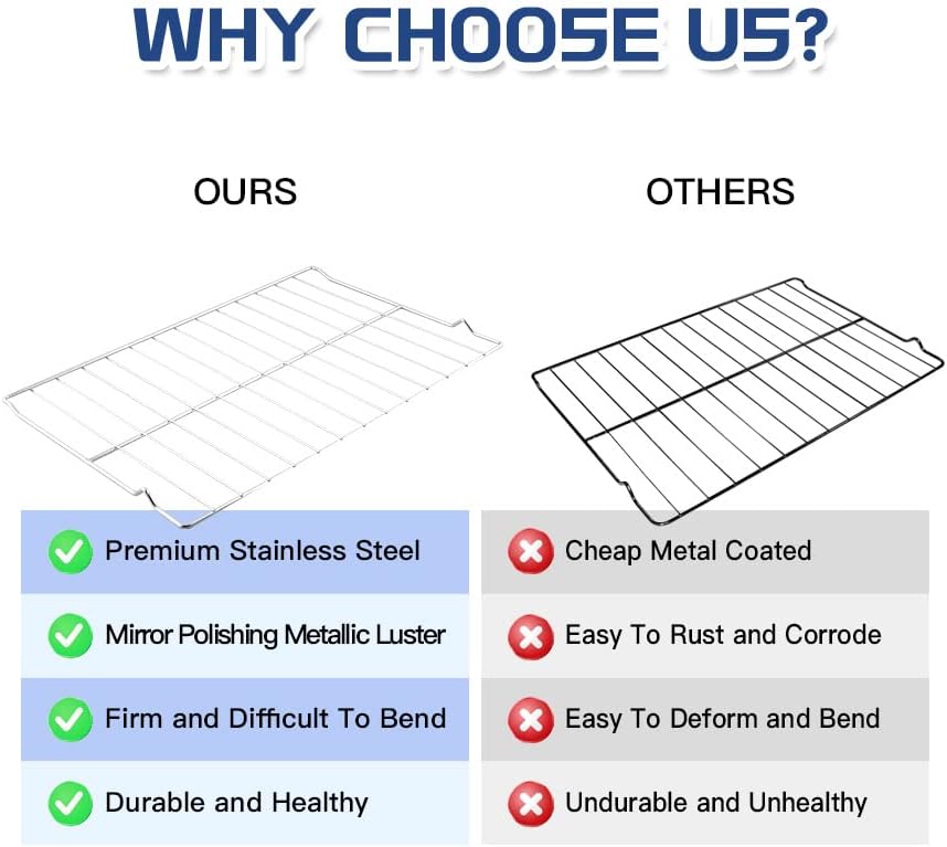 2Pcs Upgraded Oven Rack W10256908 for Whirlpool/Jenn-Air Range, Replaces W10138079, 3195710, W10179196 - 24 x 15-3/4 Inches