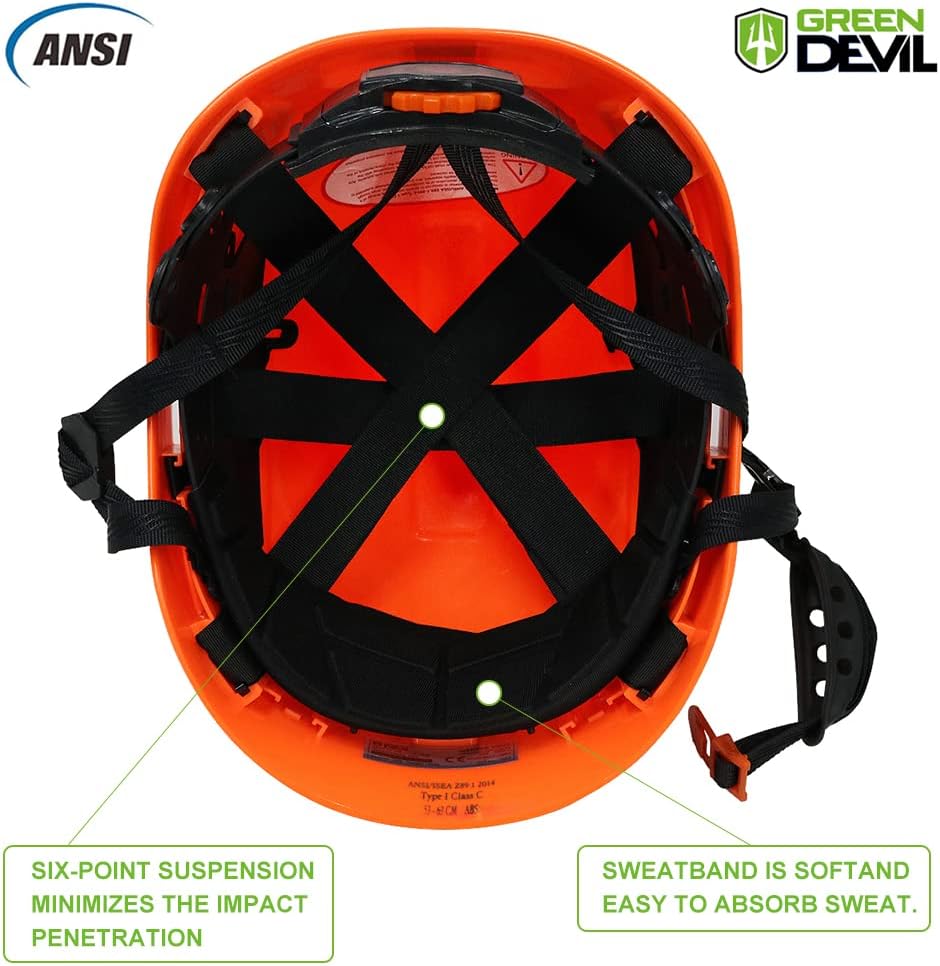 3-in-1 Forestry Safety Helmet with Chainsaw Protection, Mesh Face Shield, and Ear Muffs - Green Devil Hard Hat
