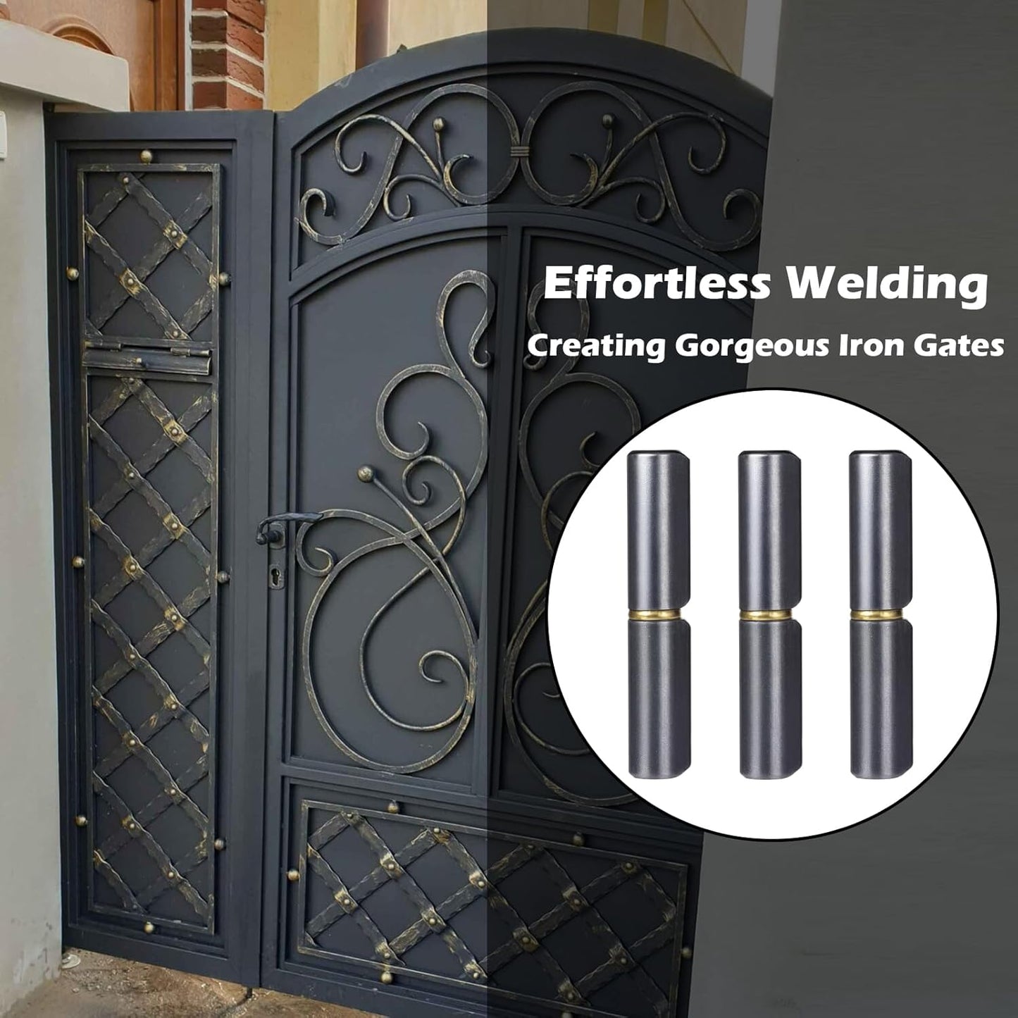 3 Inch Weld On Barrel Hinges - 20 Pack Heavy Duty Carbon Steel Detachable Hinges for Swing Doors, Gates, Trailer Ramps, Driveway Gates - 360° Rotating Bullet Hinges with Low Friction Pin