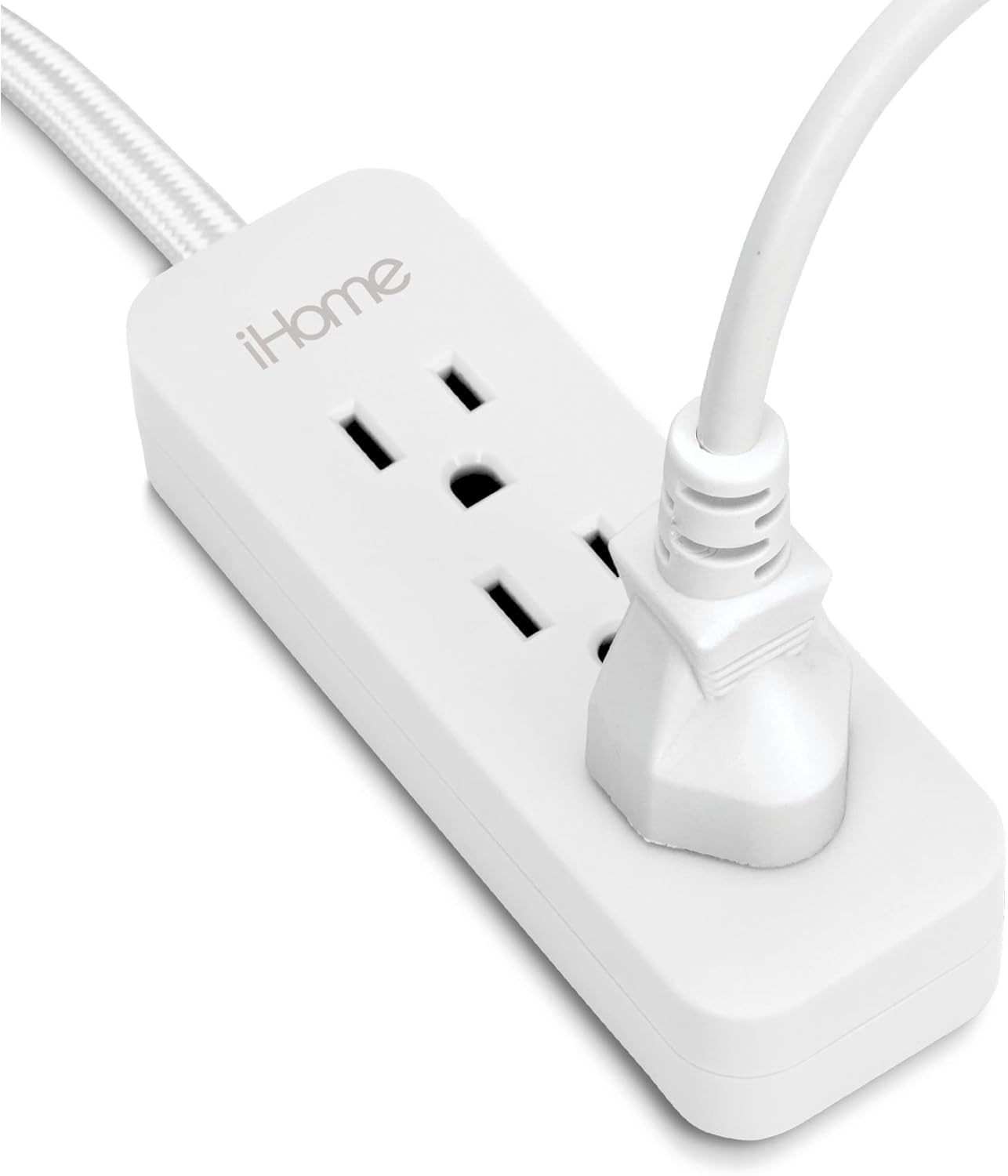 3 Outlet Power Strip with 3ft Nylon Braided Cord, Flat Plug - Ideal for Kitchen & Furniture - Heavy-Duty Surge Protector