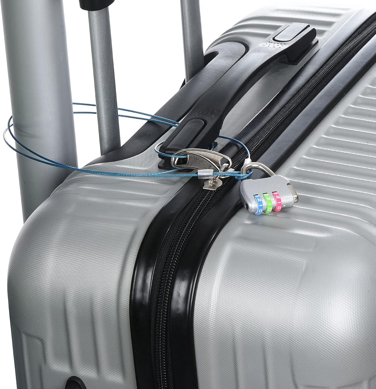 3 Pack PATIKIL 3.3Ft Stainless Steel Safety Cable Lock with Double Loop - 1.5mm Dia Security Wire Rope for Stage Lighting & Luggage Locks