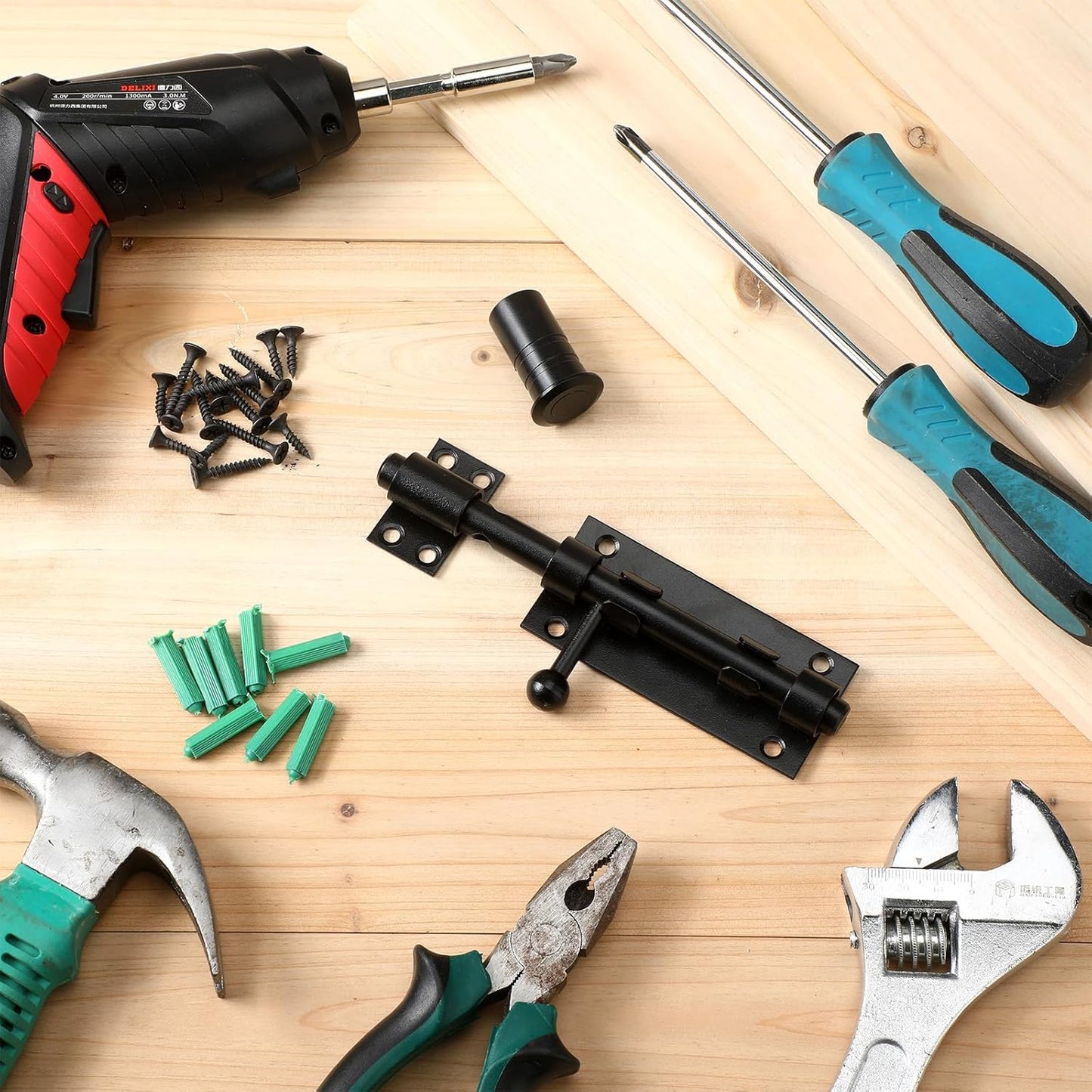 3-Pack Tandefio 6.3 Inch Slide Bolt Gate Latch with Padlock Hole - Heavy Duty 304 Stainless Steel Barrel Bolt for Barn, Fence, Shed, Yard - Black