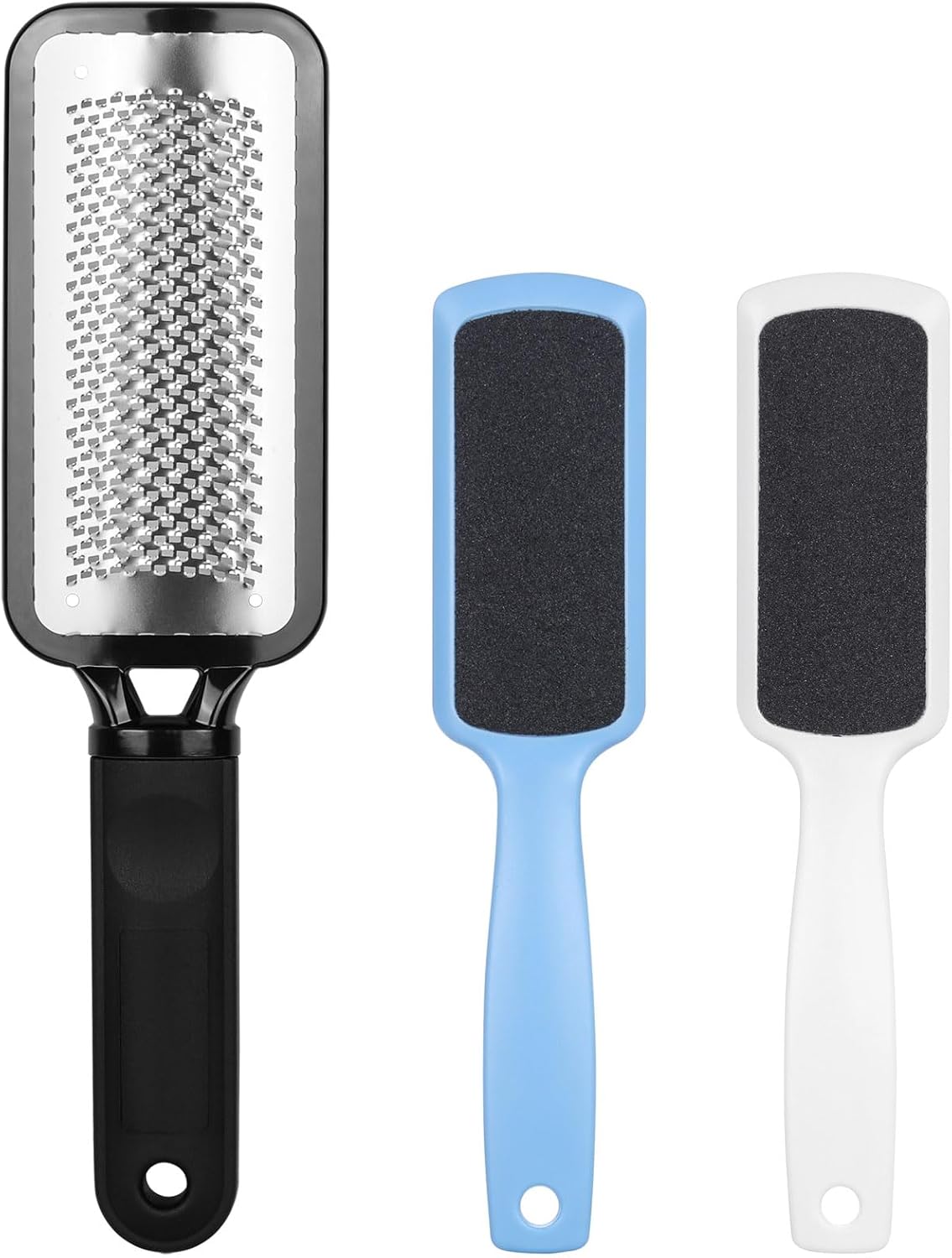 3-Piece Colossal Foot File Kit with Scrubber, Rasp, Heel Files - Pedicure Tools for Callus Removal, Stainless Steel Feet Scraper and Grater for Dead Skin