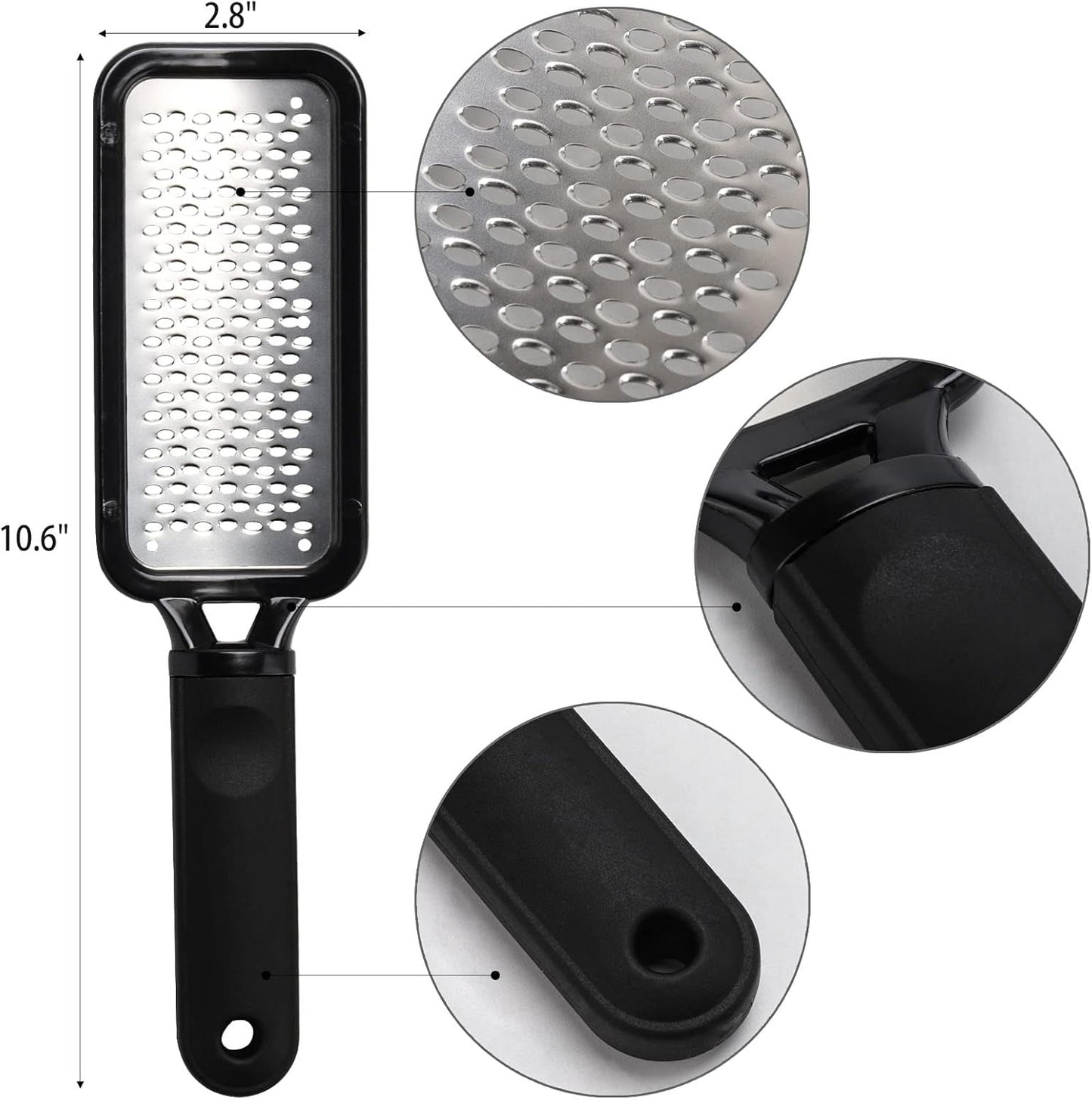 3-Piece Colossal Foot File Kit with Scrubber, Rasp, Heel Files - Pedicure Tools for Callus Removal, Stainless Steel Feet Scraper and Grater for Dead Skin
