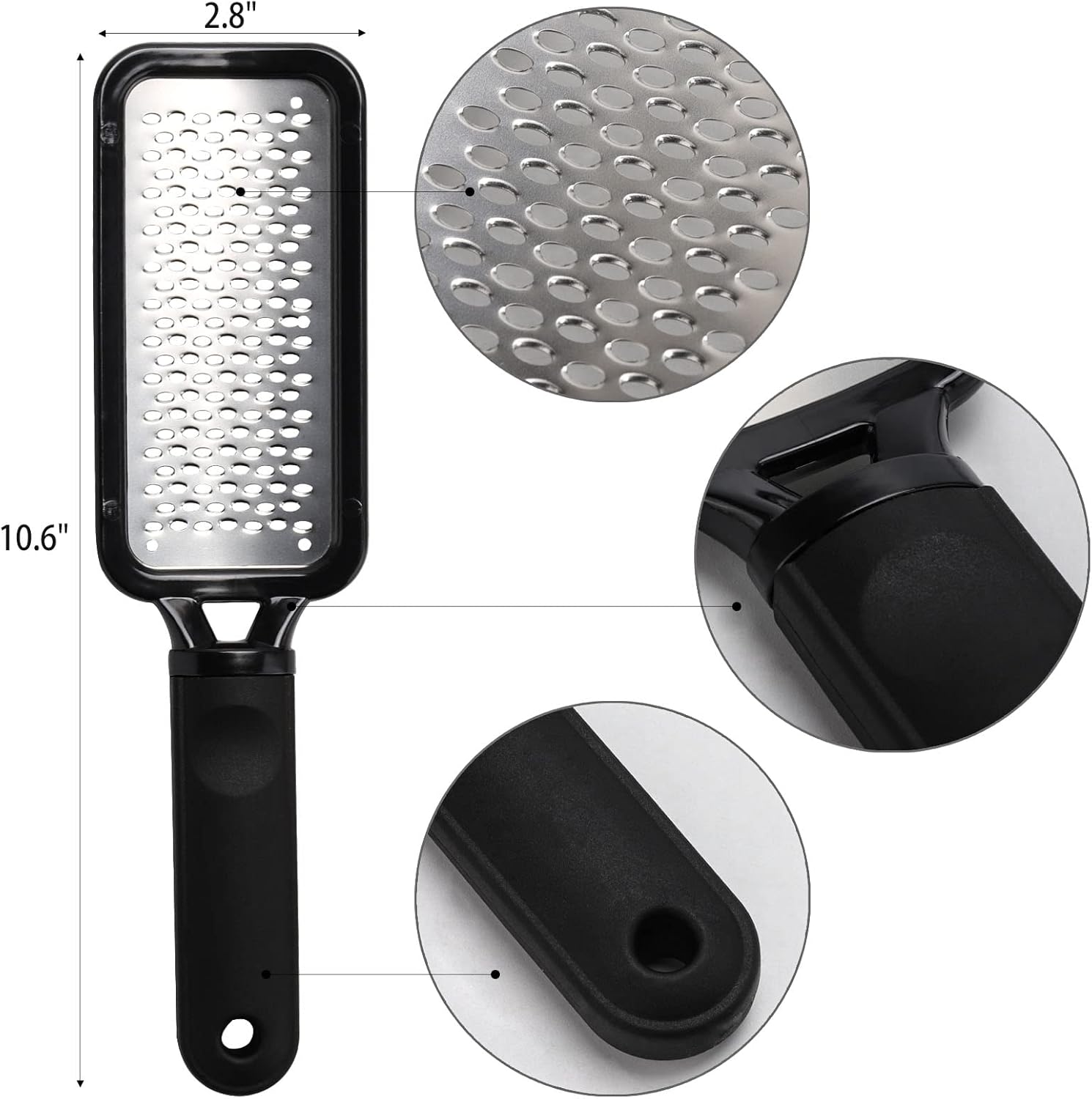 3-Piece Colossal Foot File Kit with Scrubber, Rasp, Heel Files - Pedicure Tools for Callus Removal, Stainless Steel Feet Scraper and Grater for Dead Skin