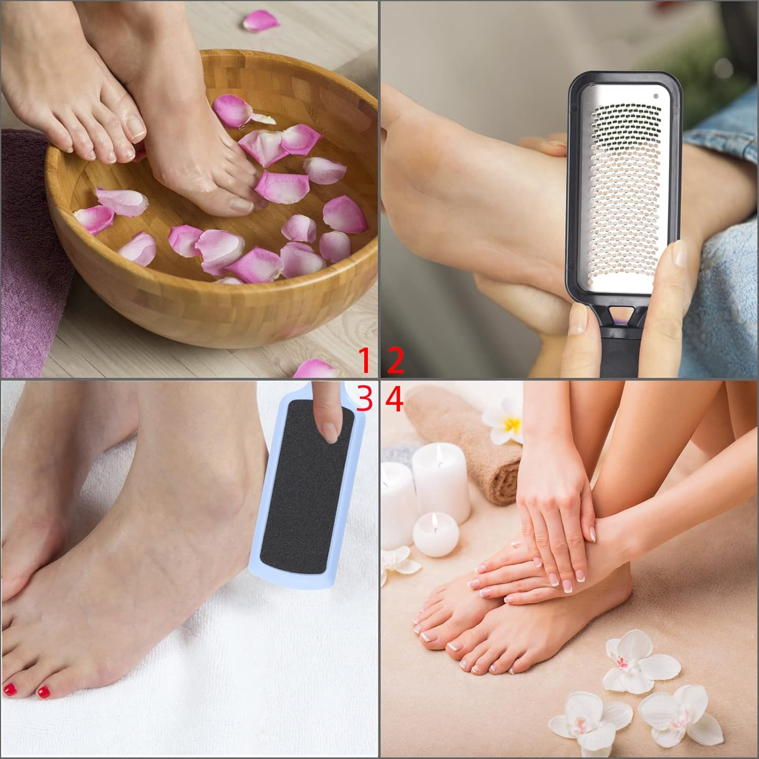 3-Piece Colossal Foot File Kit with Scrubber, Rasp, Heel Files - Pedicure Tools for Callus Removal, Stainless Steel Feet Scraper and Grater for Dead Skin