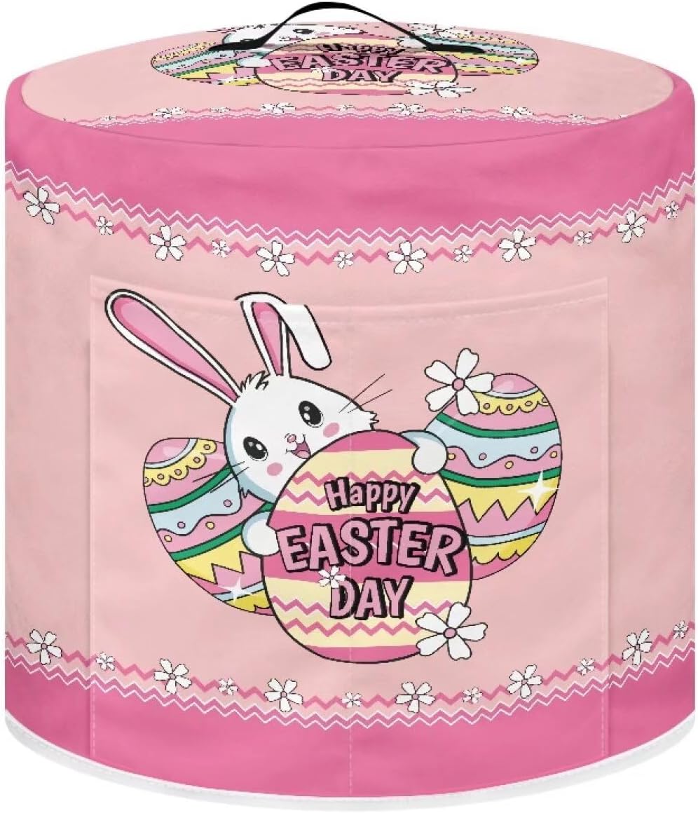3 Quart Instant Pot & Air Fryer Cover - Happy Easter Day Decor Rabbit Design, Stain Resistant Dust Cover with Pockets for Electric Appliances