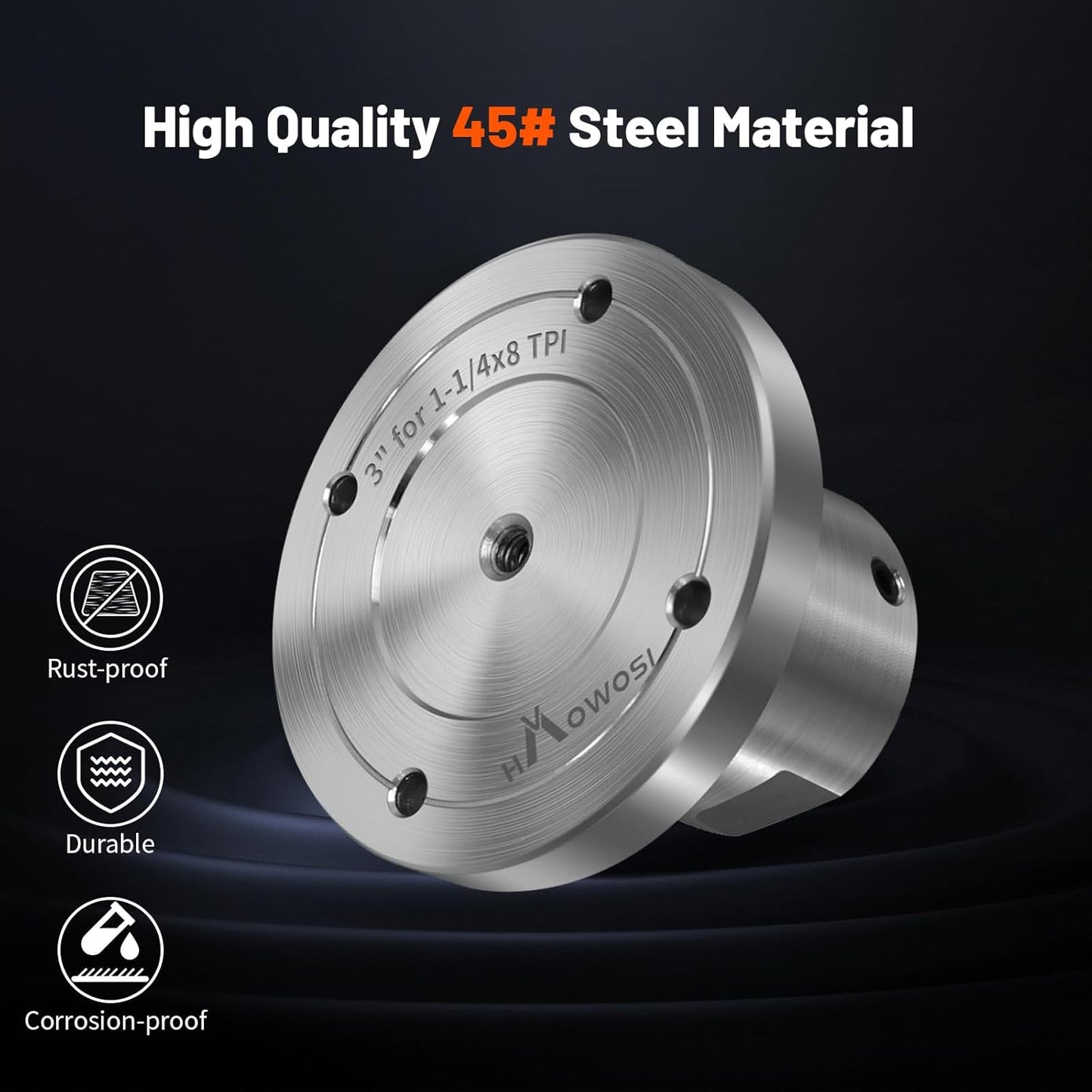 3" Steel Faceplate for Wood Lathe - Fits 1-1/4" x 8TPI Spindle - HAowosi Wood Lathe Face Plate with Screwchuck
