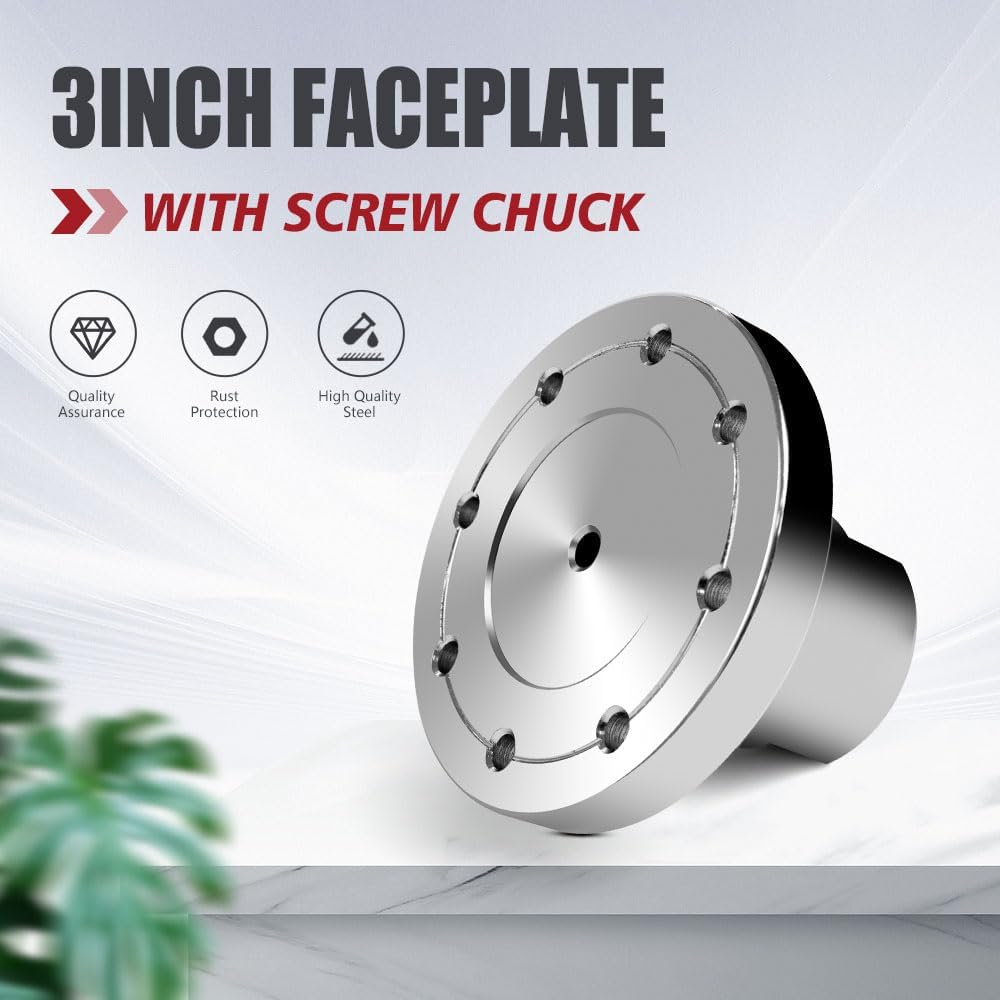3" Wood Lathe Steel Faceplate Chucks with ScrewChuck - 1”-8TPI Thread Woodworking Tools
