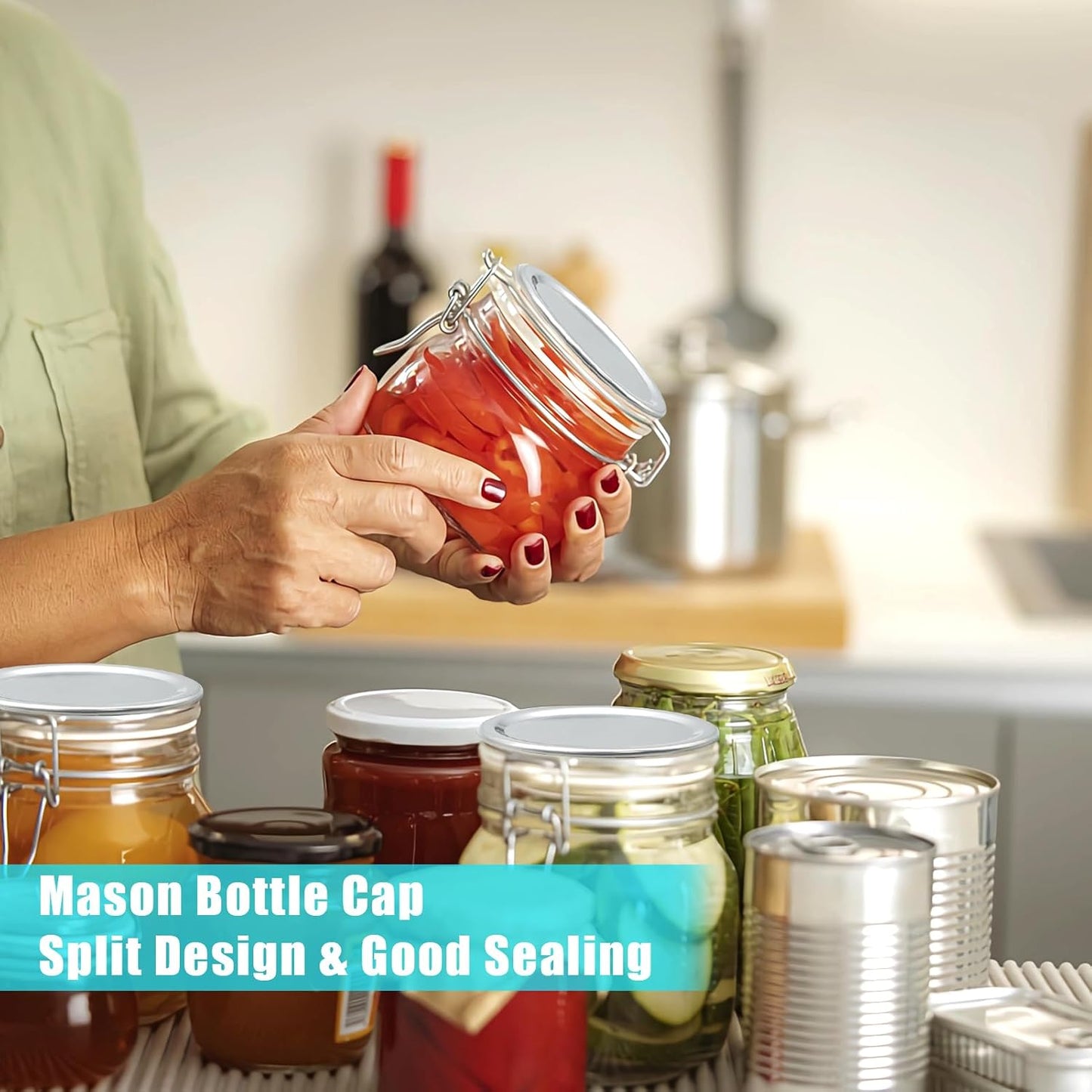 30 Pack Regular Mouth Mason Jar Canning Lids - 70MM Split-Type Metal Lids for Ball, Kerr Jars - Leak Proof Reusable Lids with Silicone Seals
