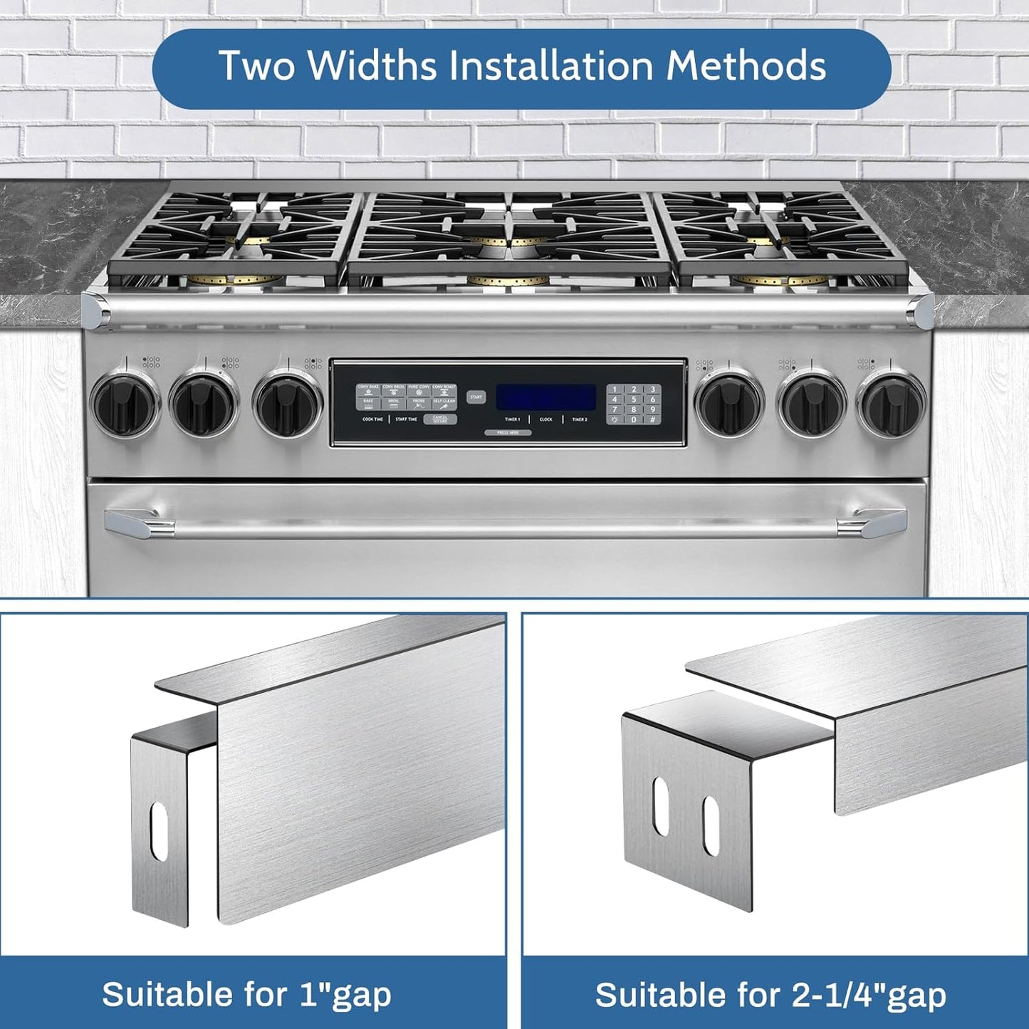 30" Slide-in Range Rear Filler Kit with Silicone Stove Gap Covers - Stainless Steel Cooktop Trim Kit for Whirlpool & Most Brands