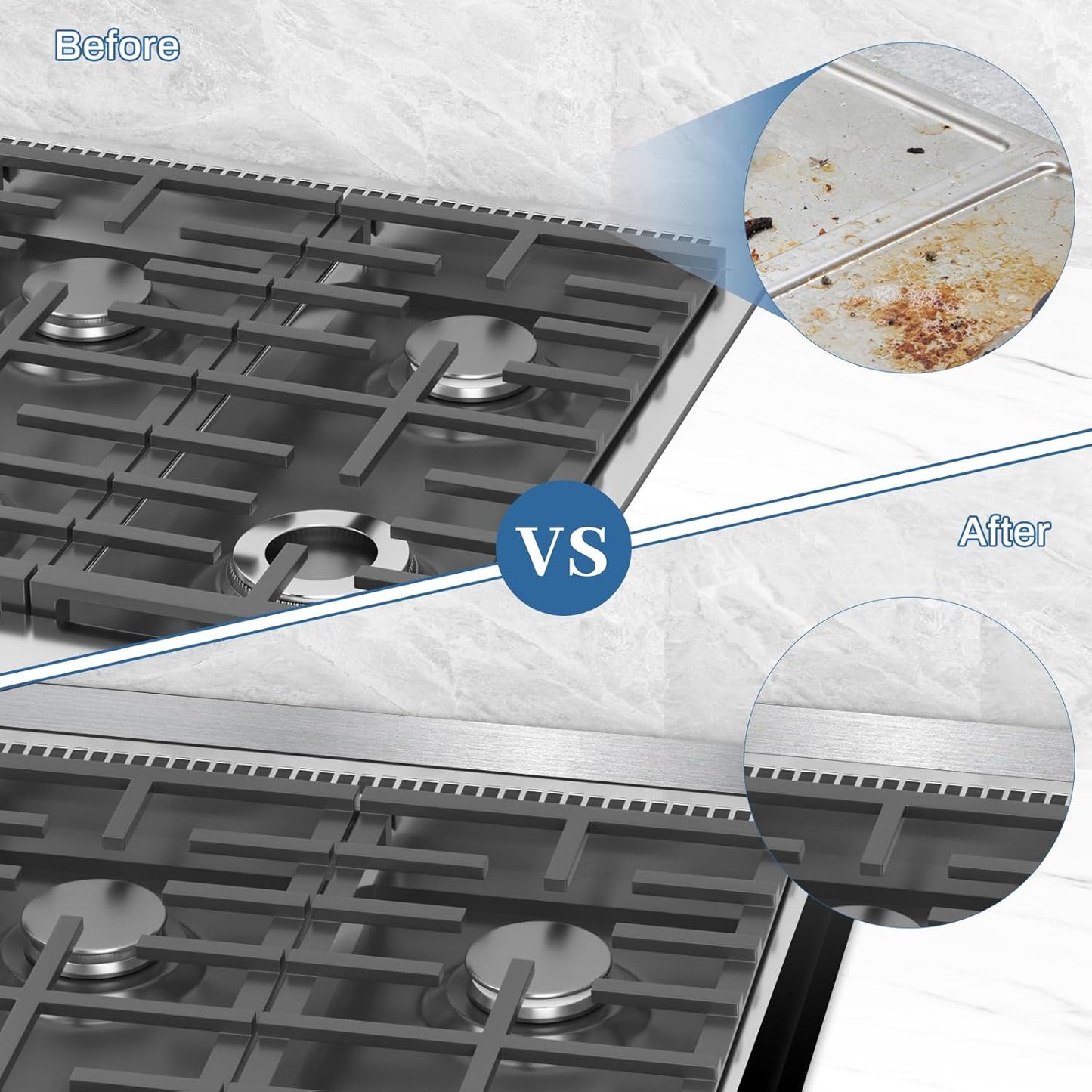 30" Slide-in Range Rear Filler Kit with Silicone Stove Gap Covers - Stainless Steel Cooktop Trim Kit for Whirlpool & Most Brands