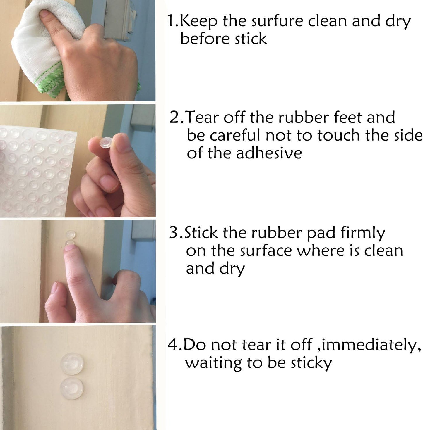 300 Pack Clear Rubber Feet Adhesive Bumper Pads for Doors, Cabinets - Sound Dampening, 8.5x2.5mm