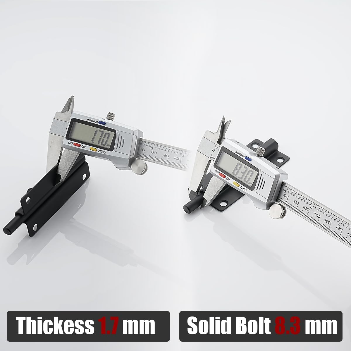 304 Stainless Steel 4 Inch Barrel Bolt Latch, Thicken 1.7mm Plate Door Lock - Black 2 Pack