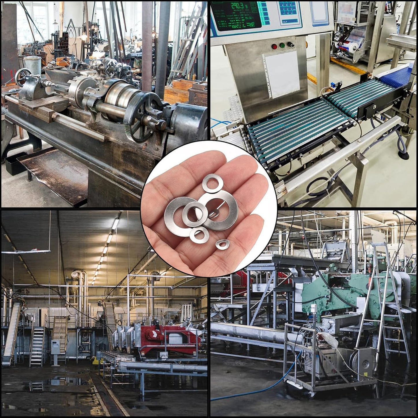 304 Stainless Steel Wave Spring Washer Assortment Kit, 300 Pcs Metric M3-M12 Curved Spring Washers