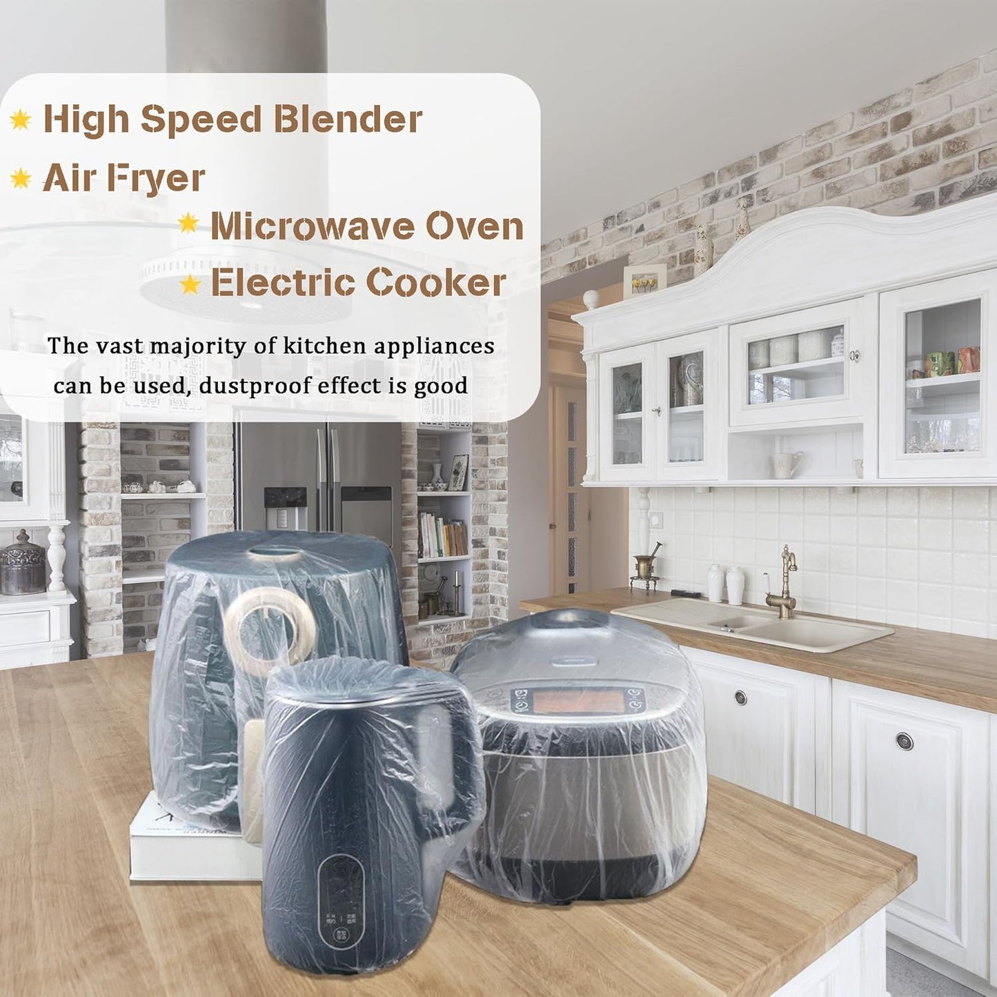 30PCS Clear Disposable Kitchen Appliance Covers with Elastic - Protects Small Appliances, Oven, Pressure Cooker, Blender, Toaster, Air Fryer - Thickened Dust Cover for Furniture - Sizes S, M, L