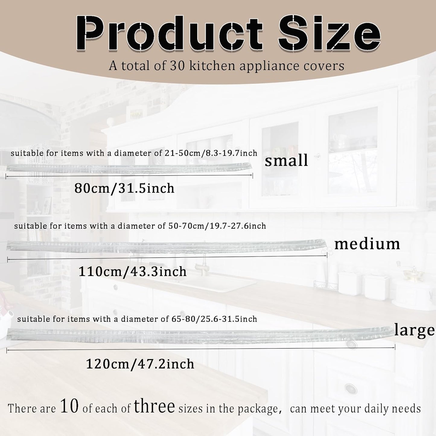 30PCS Clear Disposable Kitchen Appliance Covers with Elastic - Protects Small Appliances, Oven, Pressure Cooker, Blender, Toaster, Air Fryer - Thickened Dust Cover for Furniture - Sizes S, M, L