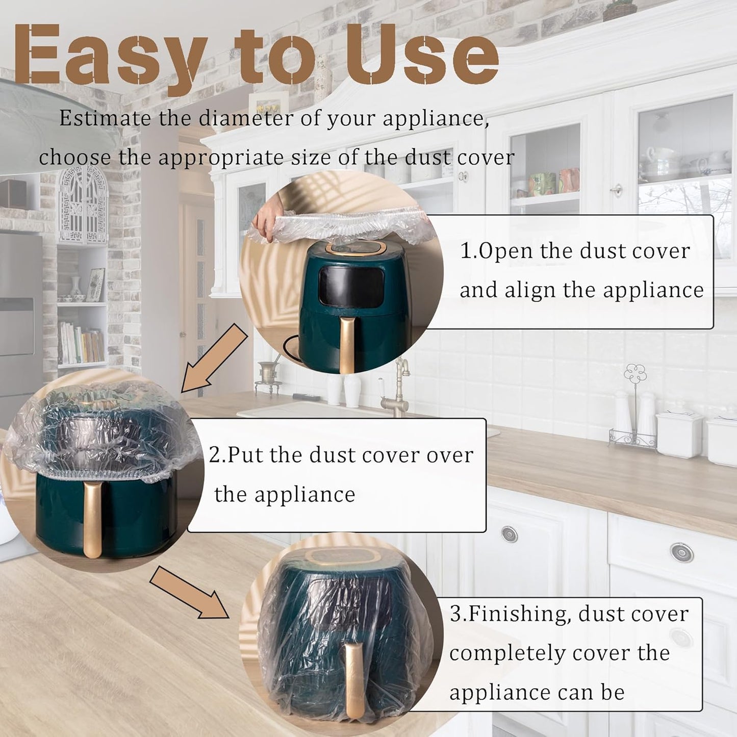 30PCS Clear Disposable Kitchen Appliance Covers with Elastic - Protects Small Appliances, Oven, Pressure Cooker, Blender, Toaster, Air Fryer - Thickened Dust Cover for Furniture - Sizes S, M, L