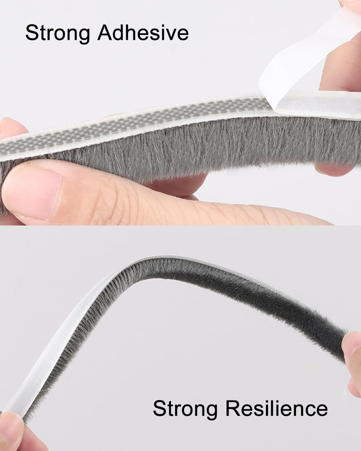 33 Ft Self Adhesive Brush Weather Stripping Seal Strip for Doors and Windows - Soundproof, Windproof, Dustproof - White - 11/32 x 3/16 inch Brush Size