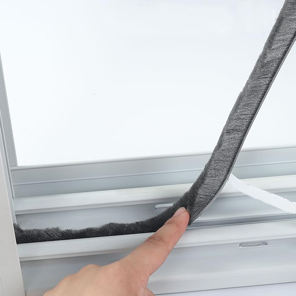 33 Ft Self Adhesive Brush Weather Stripping Seal Strip for Doors and Windows - Soundproof, Windproof, Dustproof - White - 11/32 x 3/16 inch Brush Size