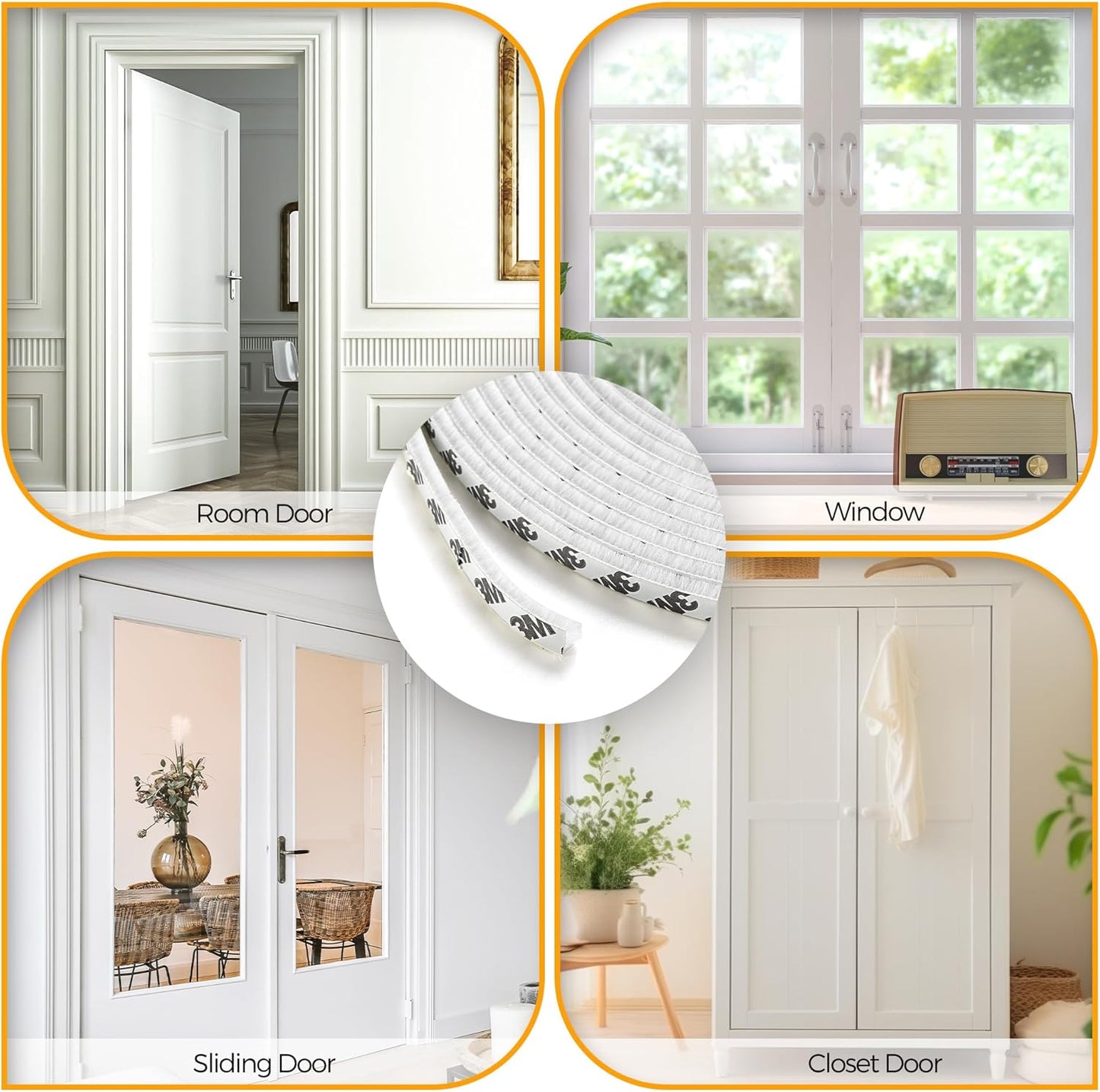 33 Ft Window Seal Strip, 0.2" x 0.35" Sliding Door Weather Stripping - Self Adhesive, Noise Blocker, White