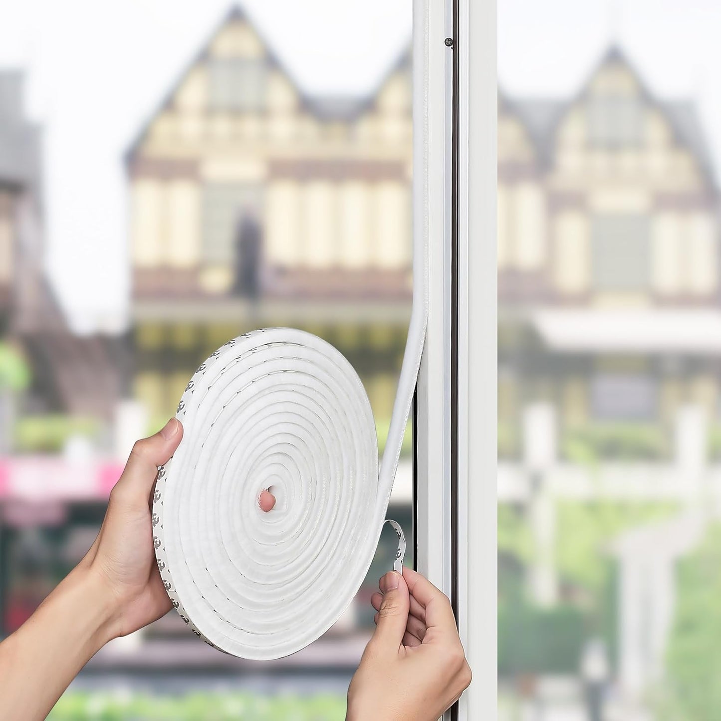 33 Ft Window Seal Strip, 0.2" x 0.35" Sliding Door Weather Stripping - Self Adhesive, Noise Blocker, White