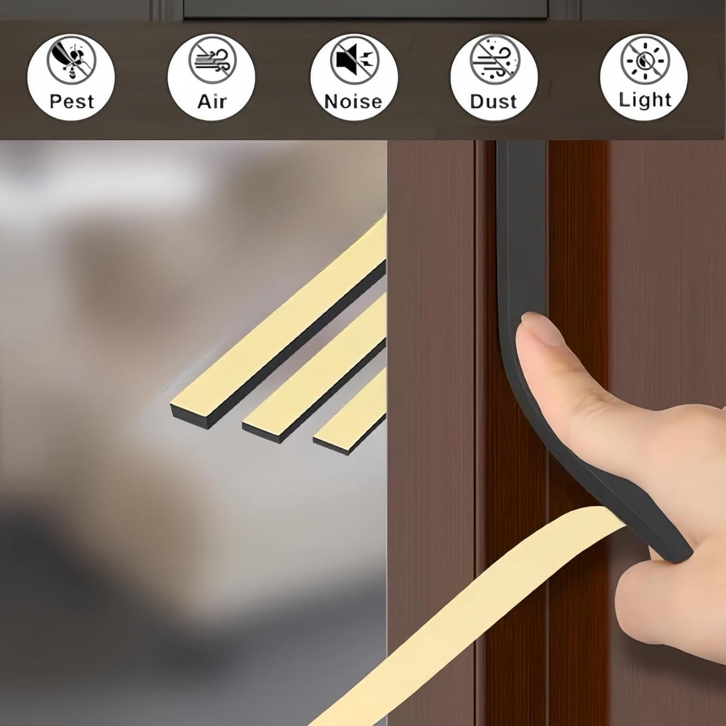 33 Ft Ymoilaky Weather Stripping Foam Tape Seal Strip for Doors and Windows - Strong Adhesive, 1/2" Wide x 1/8" Thick, Black Color