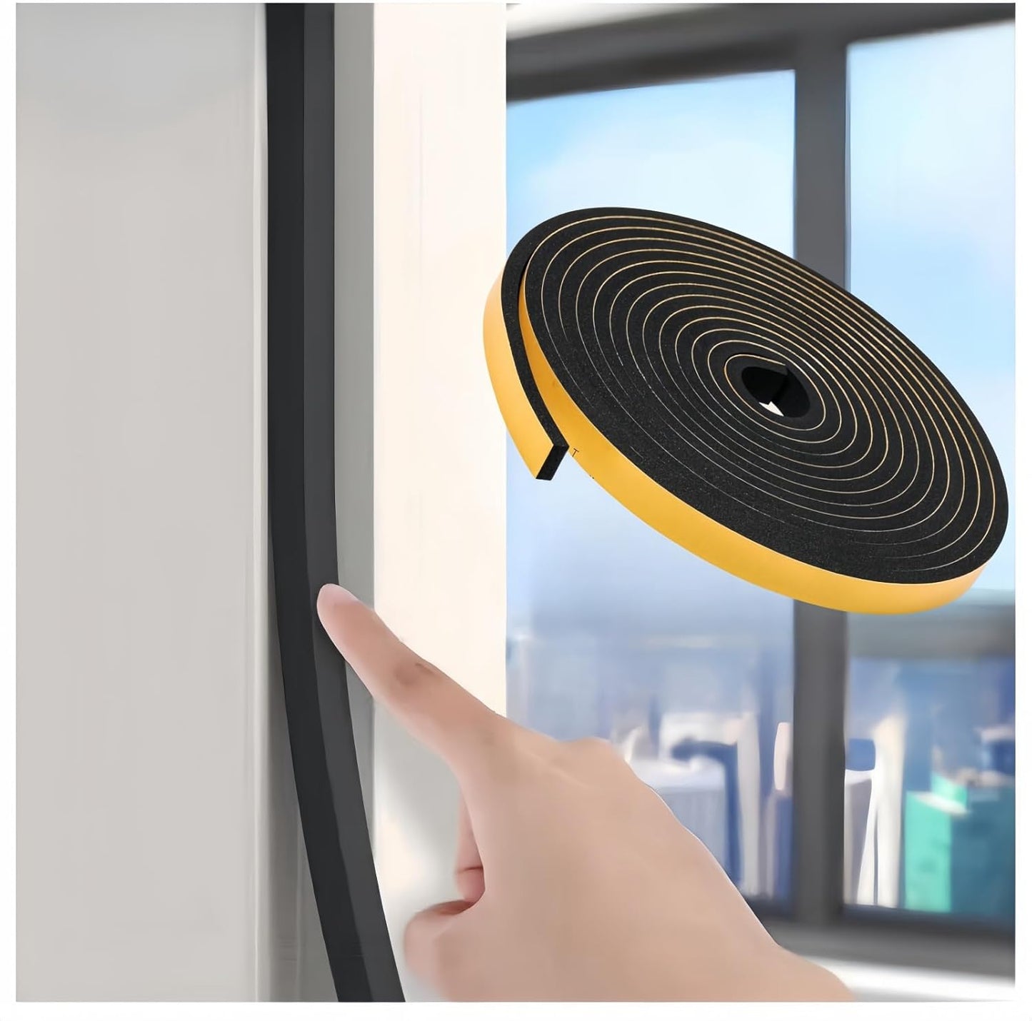 33 Ft Ymoilaky Weather Stripping Foam Tape Seal Strip for Doors and Windows - Strong Adhesive, 1/2" Wide x 1/8" Thick, Black Color